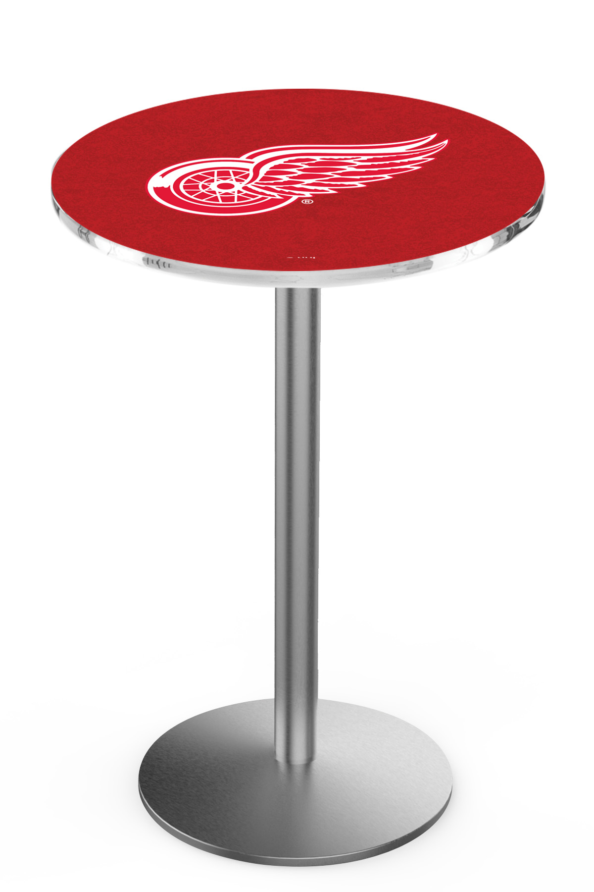 L214 Detroit Red Wings 42" Tall - 36" Top Pub Table with Stainless Finish