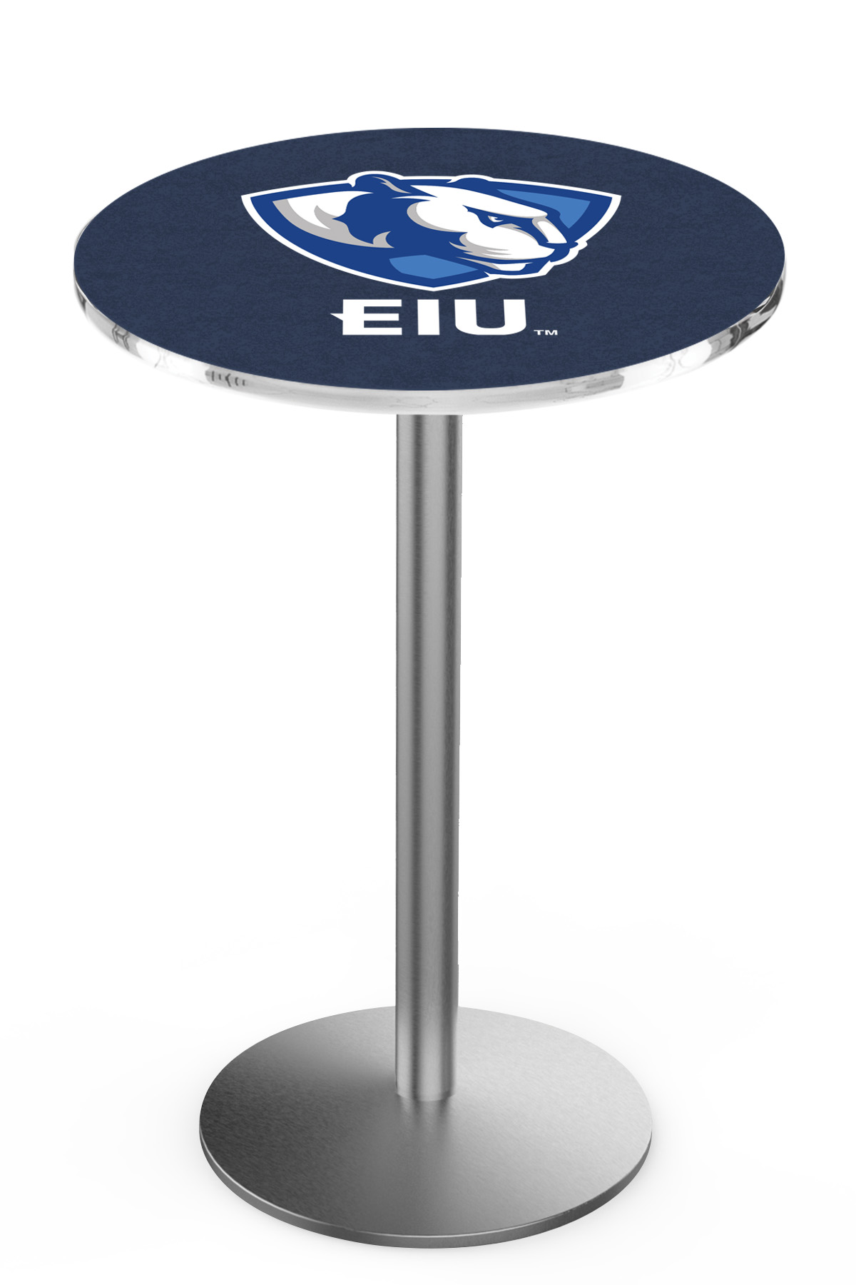L214 Eastern Illinois University 42" Tall - 36" Top Pub Table with Stainless Finish