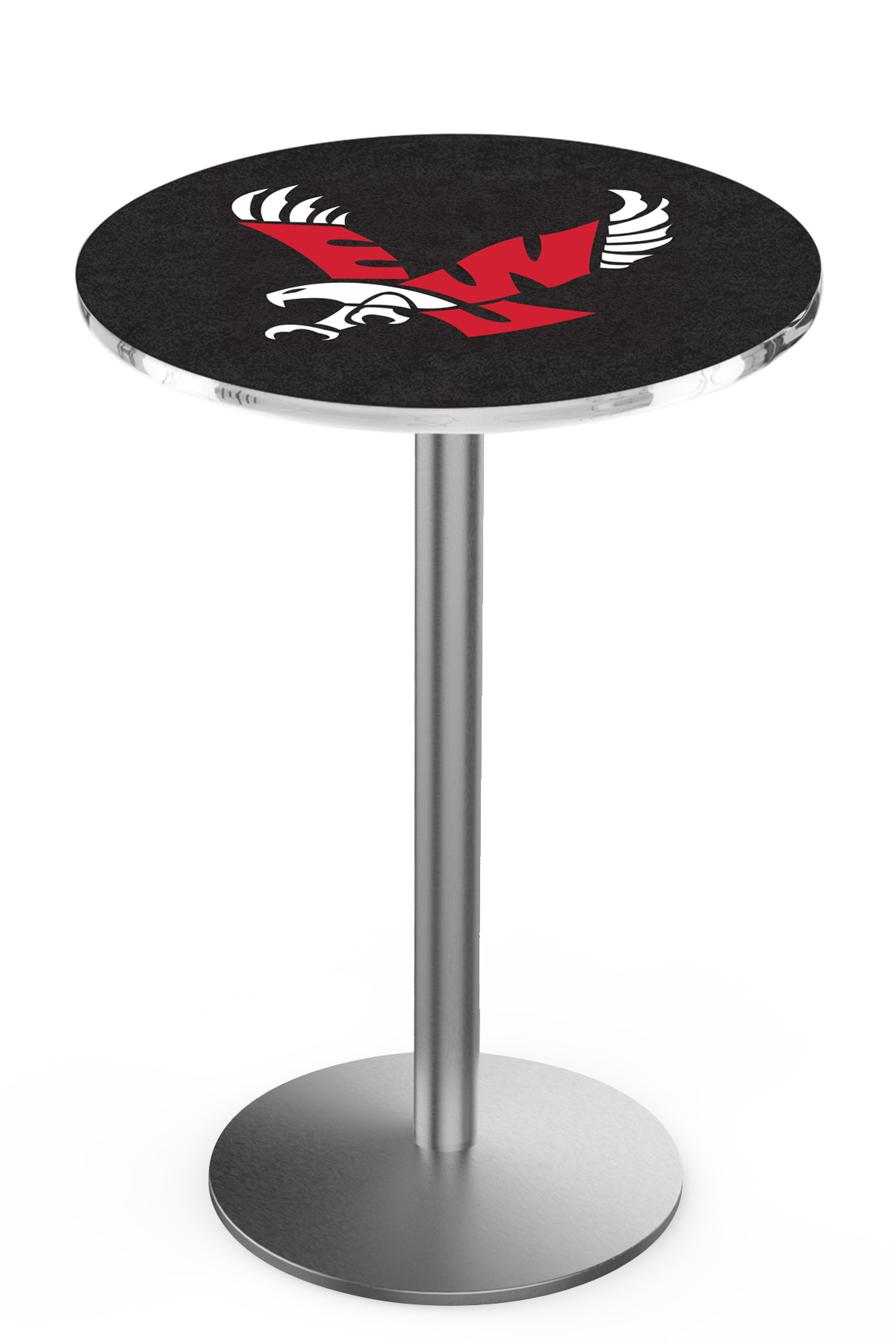 L214 Eastern Washington University 42" Tall - 36" Top Pub Table with Stainless Finish