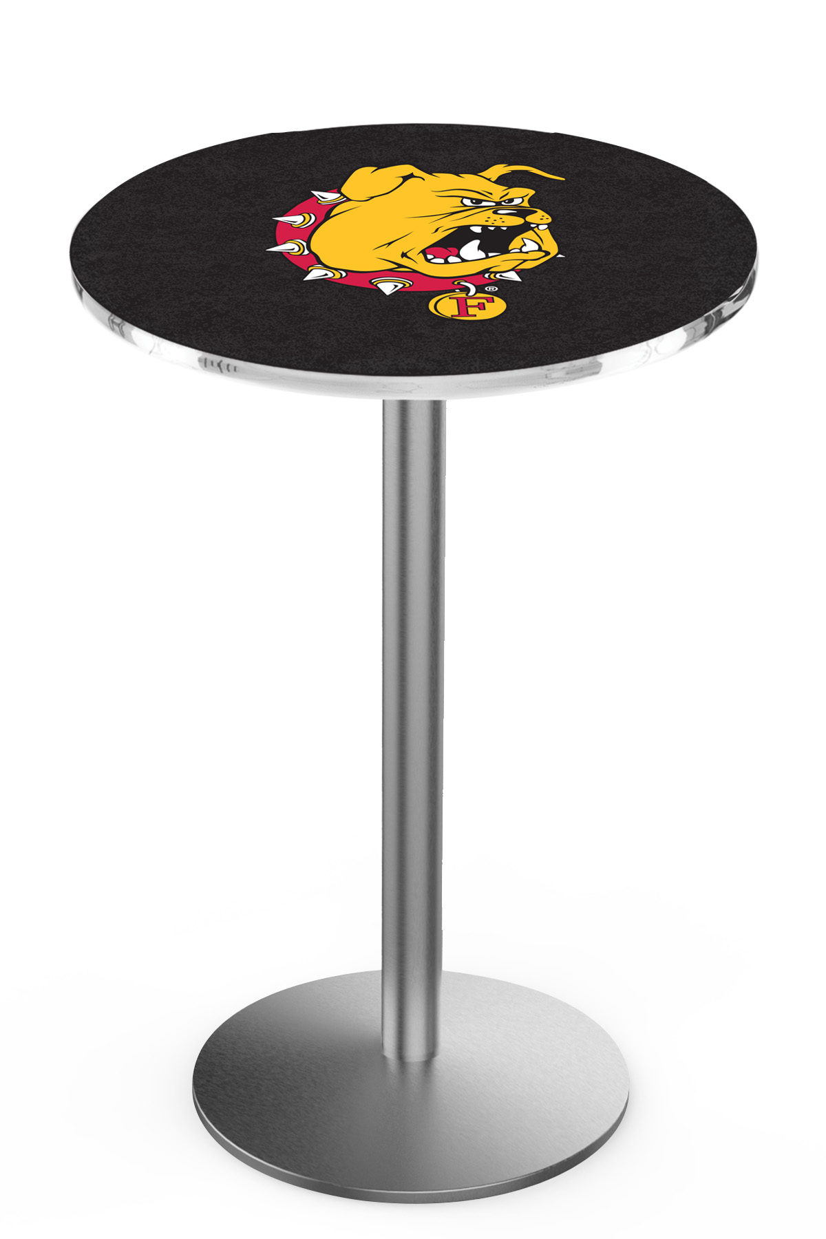 L214 Ferris State University 42" Tall - 36" Top Pub Table with Stainless Finish