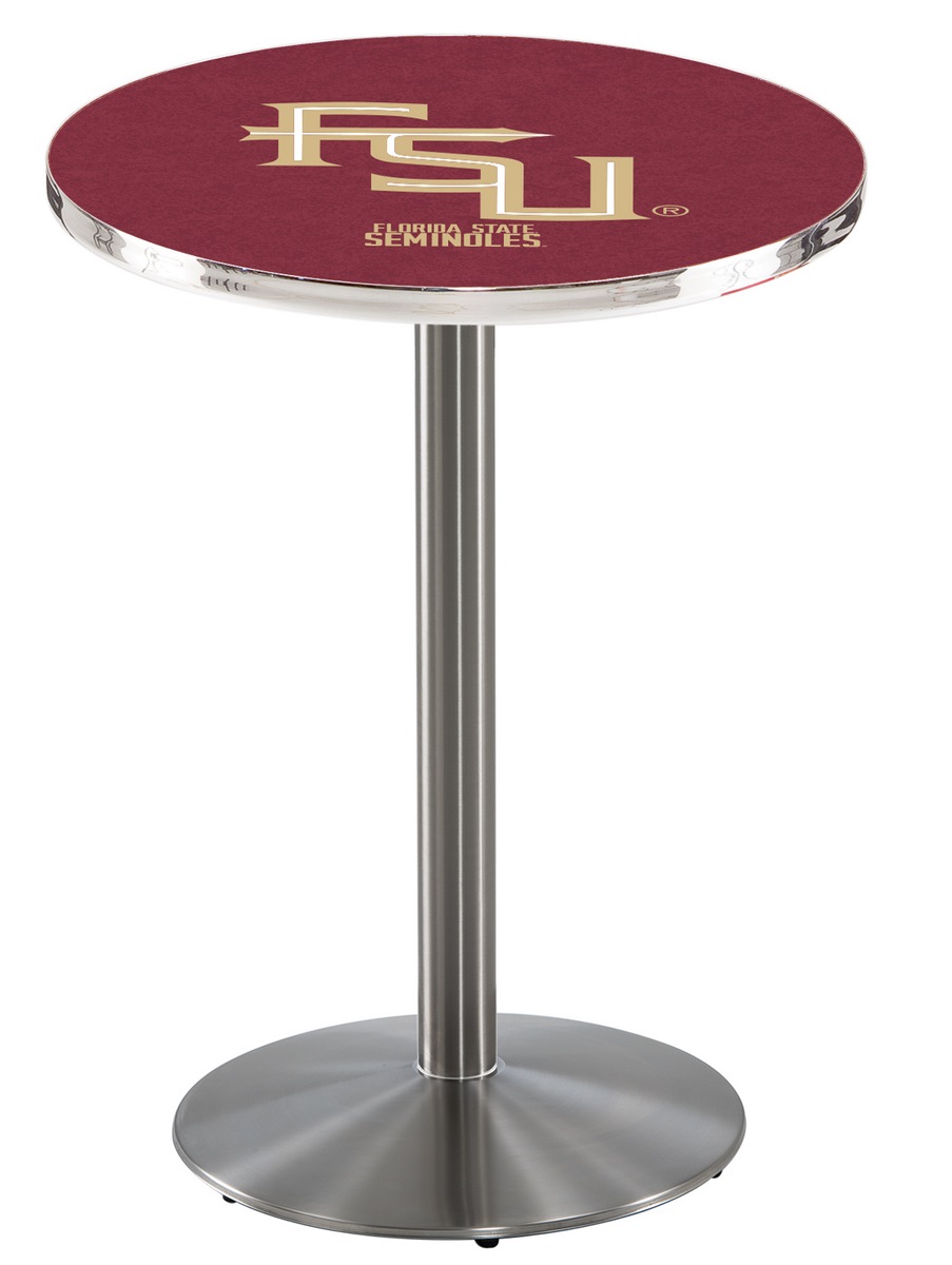 L214 Florida State (Script) 42" Tall - 36" Top Pub Table with Stainless Finish