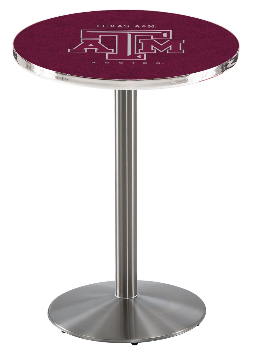 L214 Texas A&M 42" Tall - 36" Top Pub Table with Stainless Finish