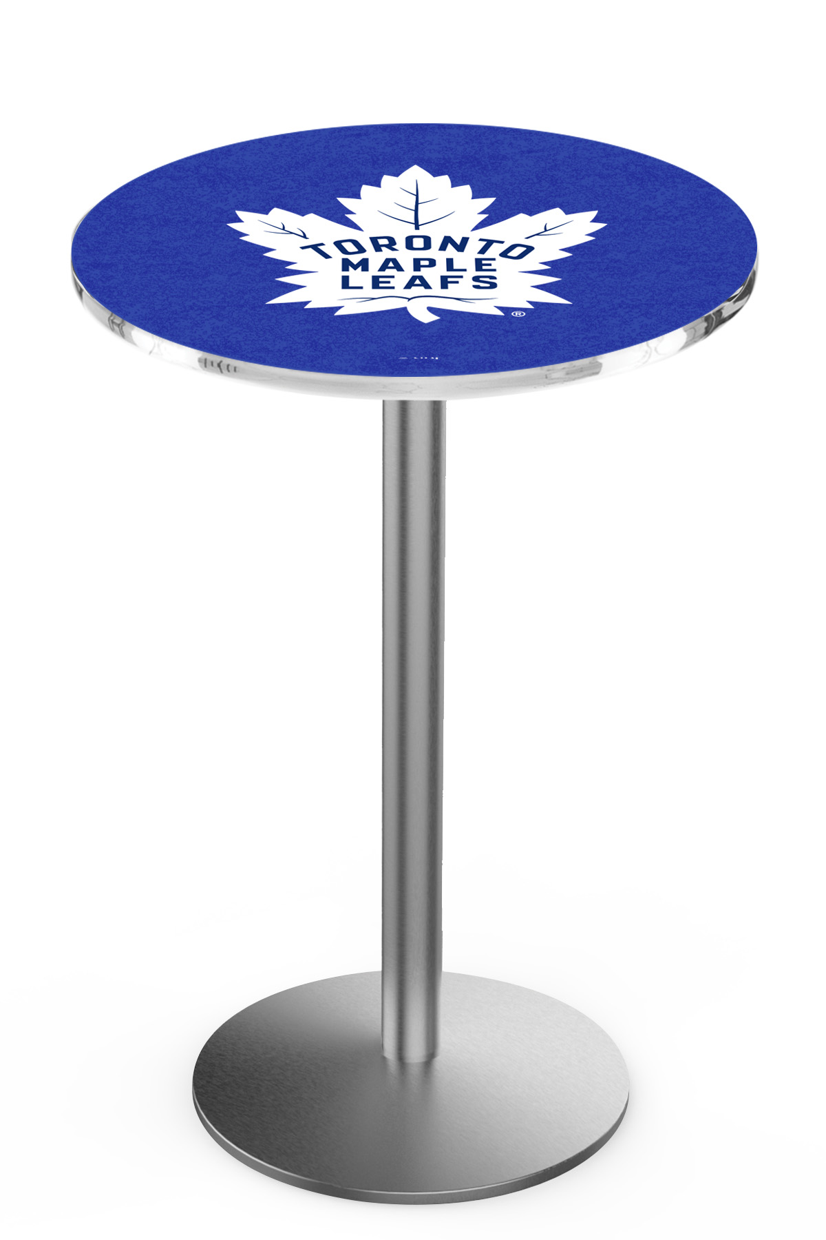 L214 Toronto Maple Leafs 42" Tall - 36" Top Pub Table with Stainless Finish -  Holland Bar Stool, L214S4236TorMpl
