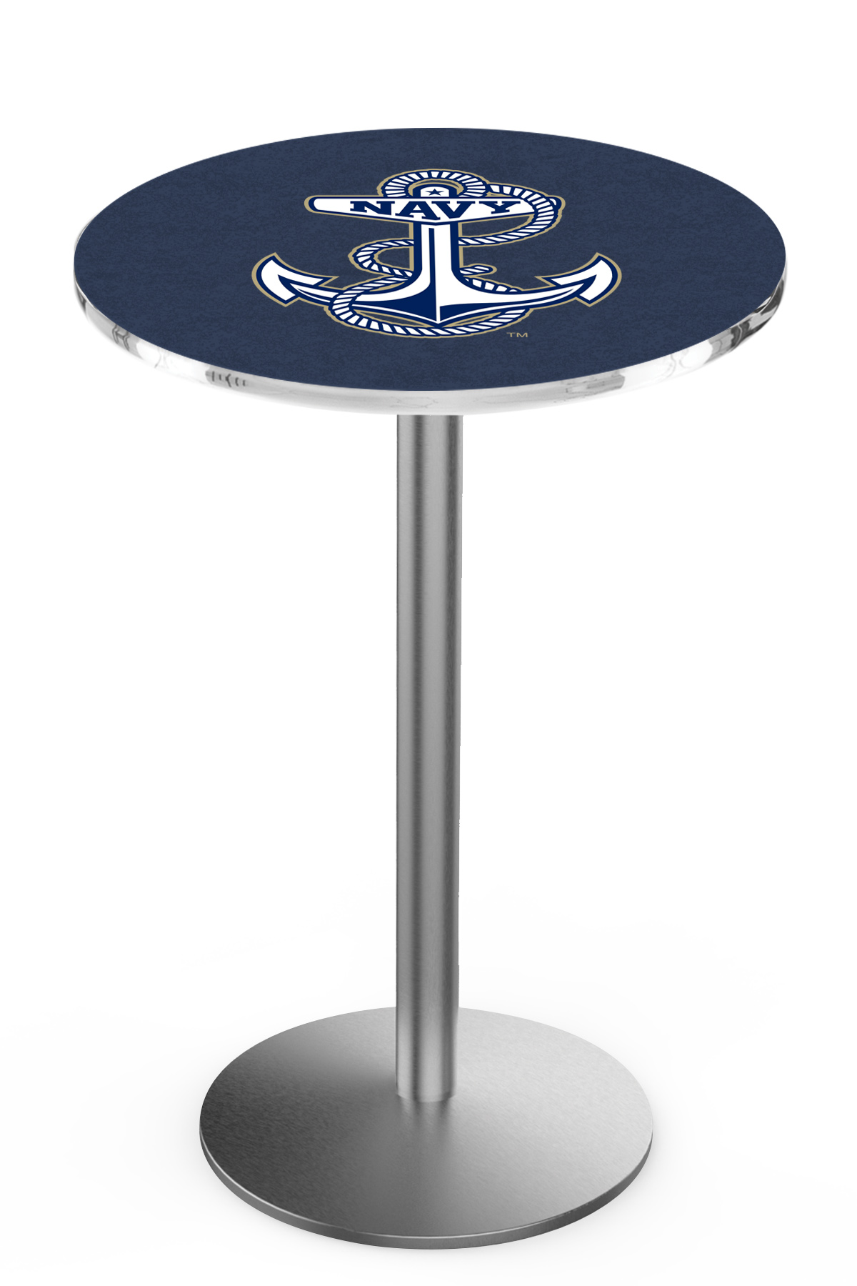 L214 US Naval Academy 42" Tall - 36" Top Pub Table with Stainless Finish
