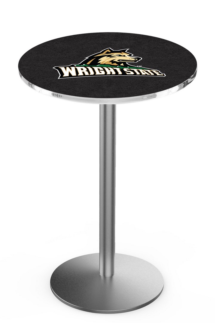 L214 Wright State University 42" Tall - 36" Top Pub Table with Stainless Finish