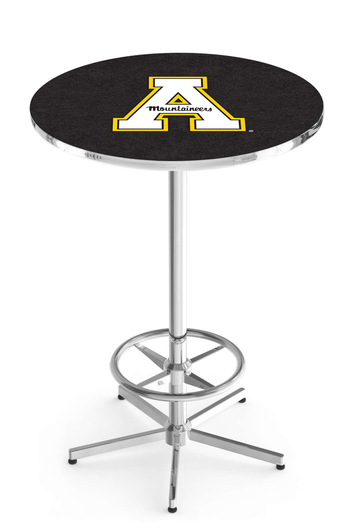 L216 Appalachian State University 42" Tall - 36" Top Pub Table with Chrome Finish