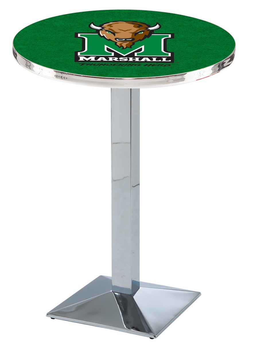 L217 Marshall University 36" Tall - 36" Top Pub Table with Chrome Finish