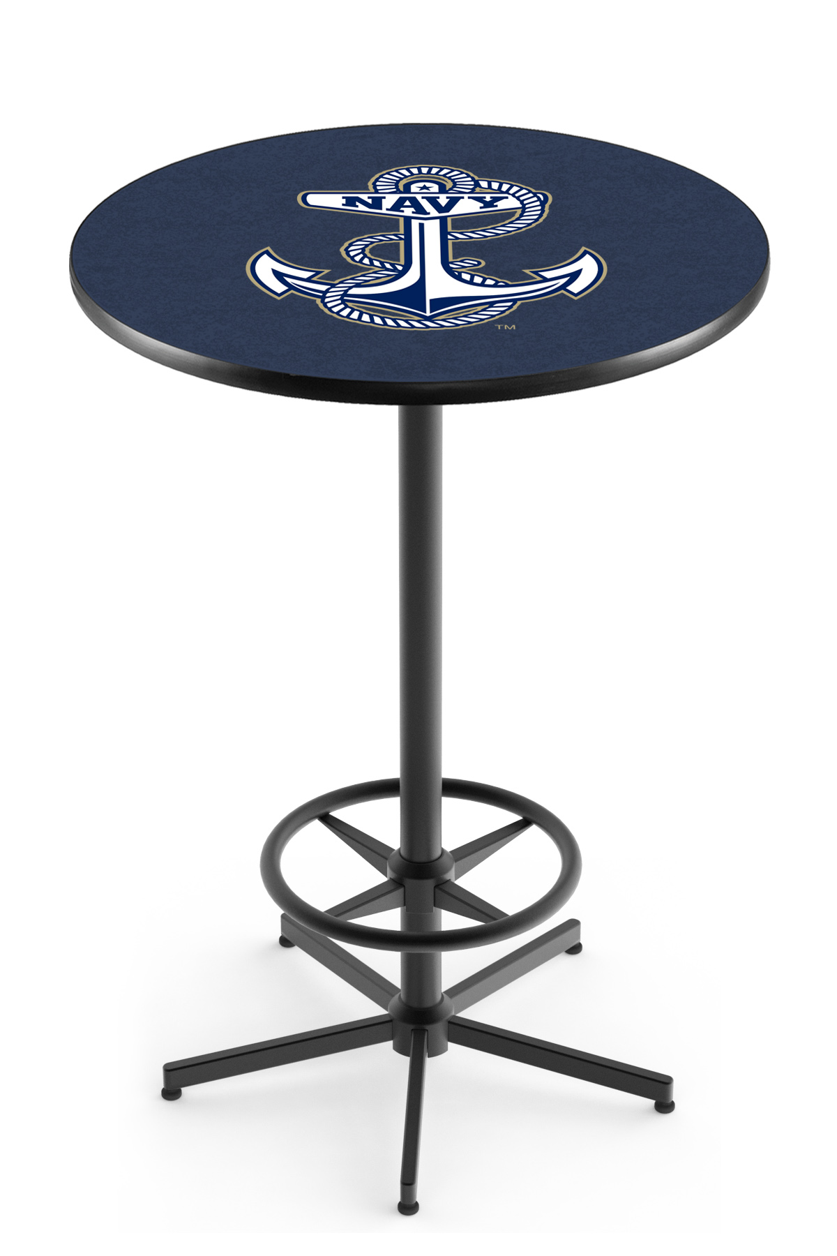 L216 US Naval Academy 42" Tall - 36" Top Pub Table with Black Wrinkle Finish