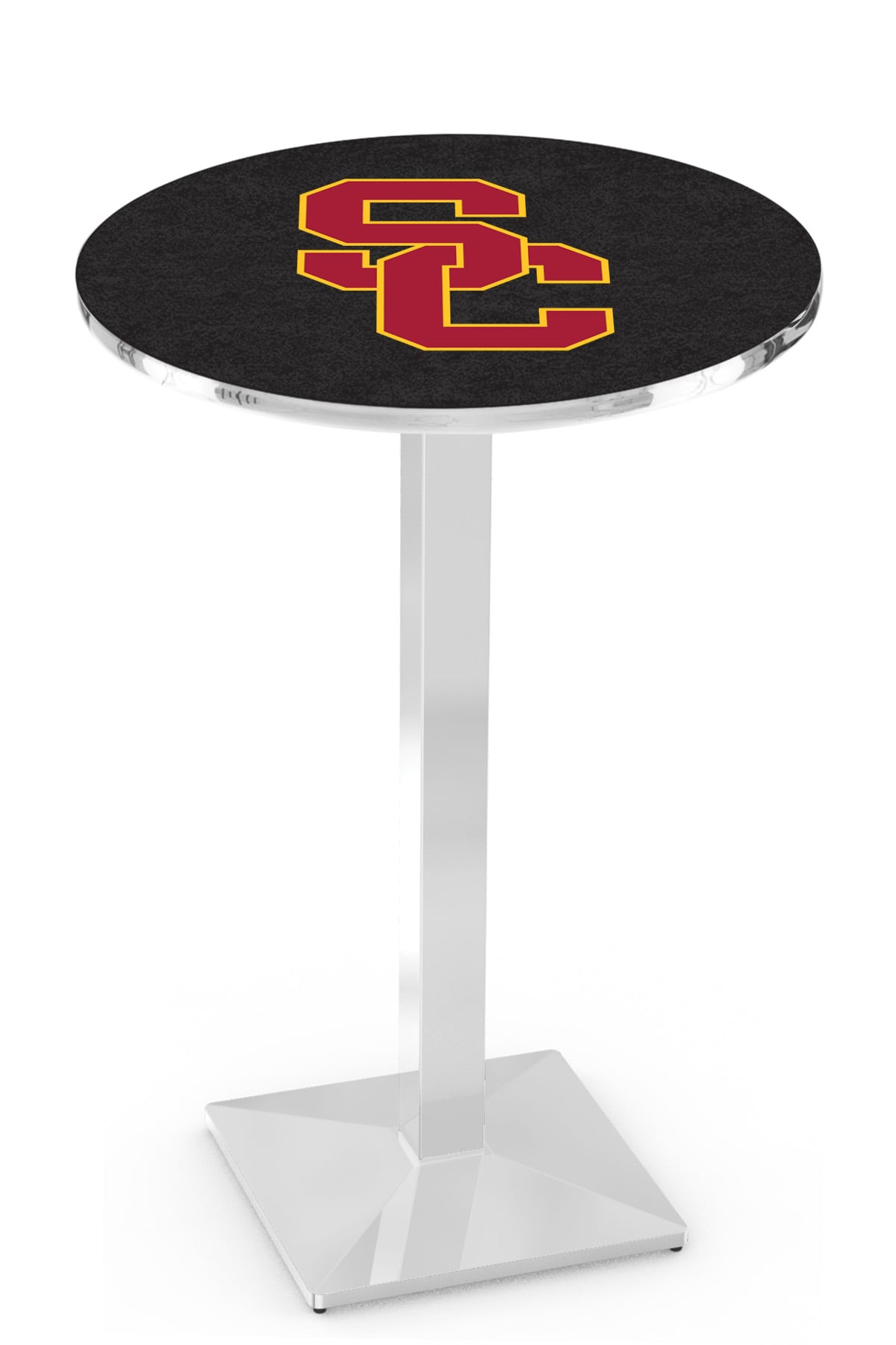 L217 University of Southern California 36" Tall - 36" Top Pub Table with Chrome Finish