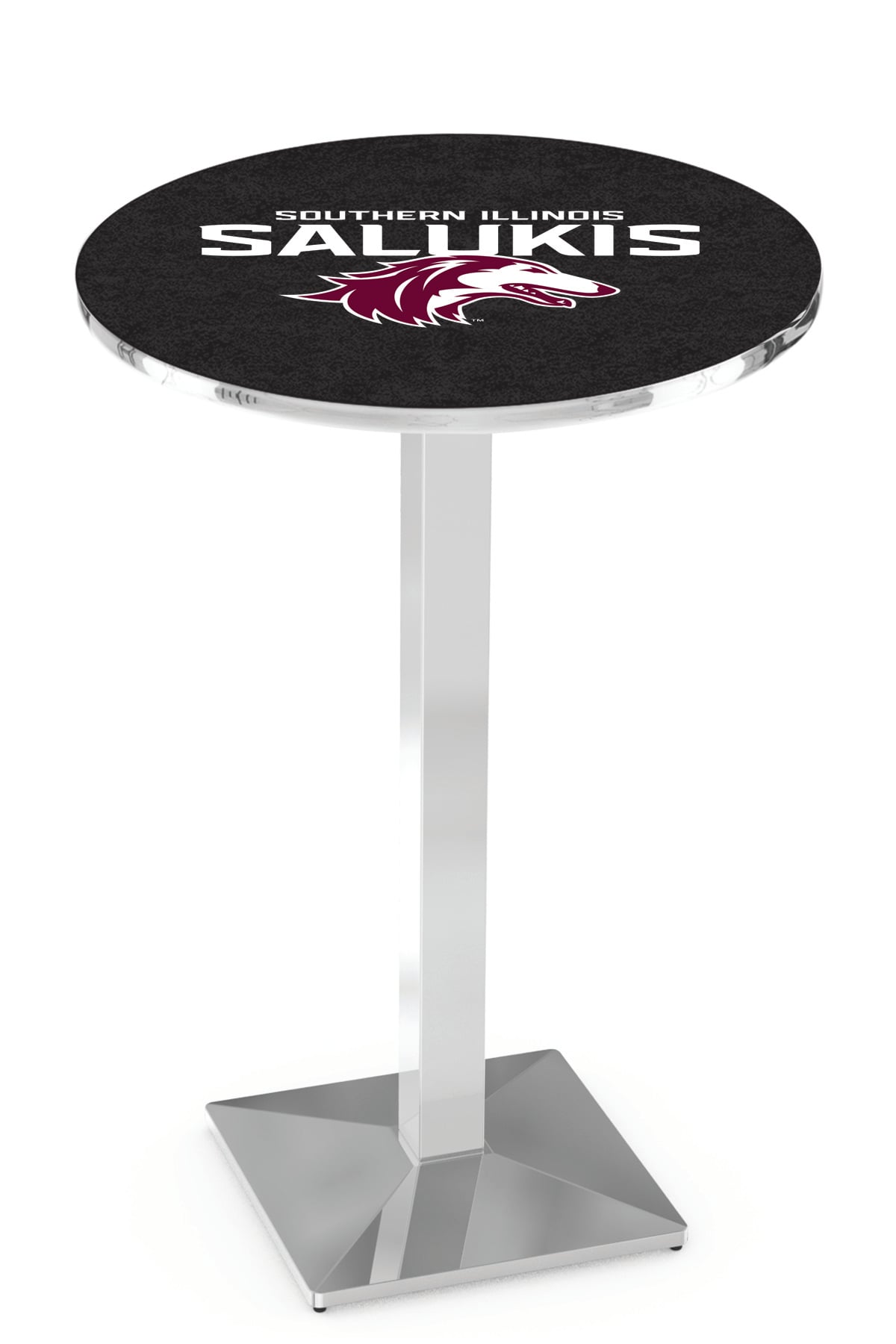 L217 Southern Illinois University 36" Tall - 36" Top Pub Table with Chrome Finish