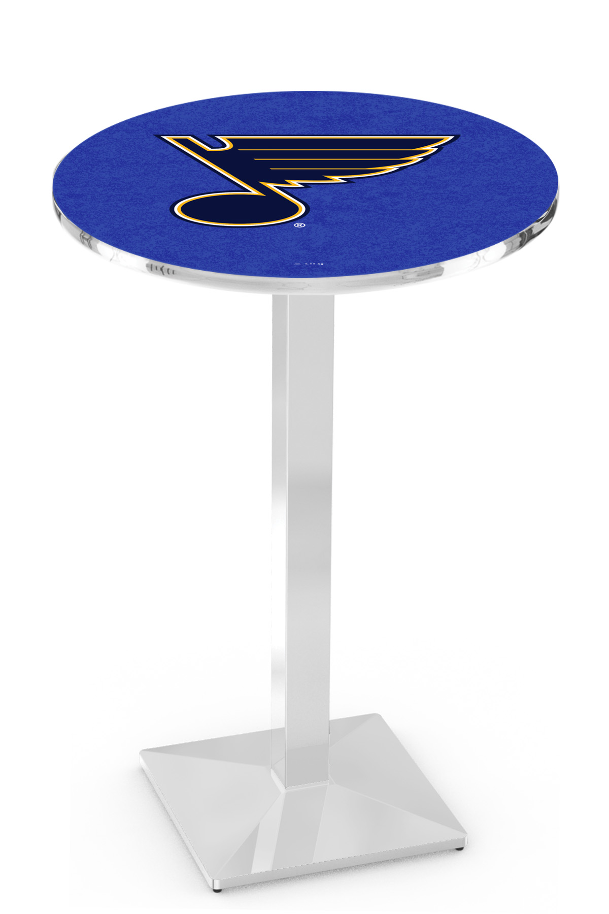 L217 St Louis Blues 36" Tall - 36" Top Pub Table with Chrome Finish