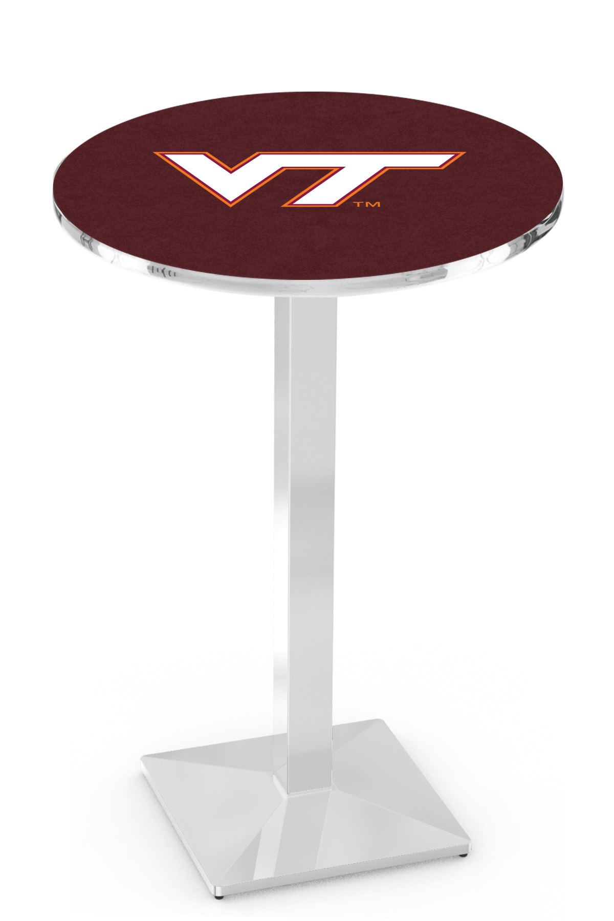 L217 Virginia Tech University 36" Tall - 36" Top Pub Table with Chrome Finish