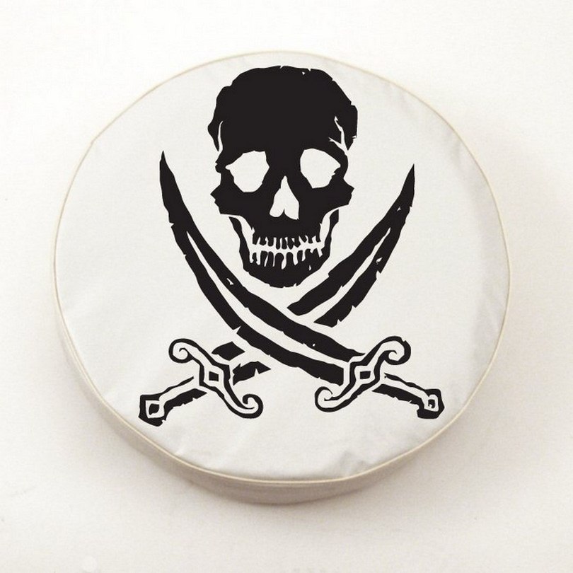 TCMJlyRgRWT-25 1/2 x 8 Jolly Roger (Rough) Tire Cover