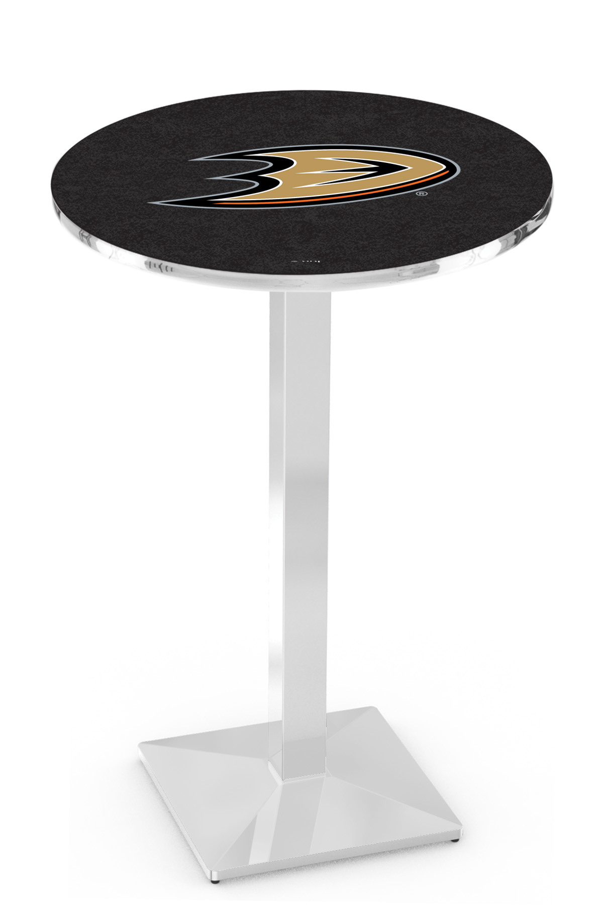 L217 Anaheim Ducks 42" Tall - 36" Top Pub Table with Chrome Finish
