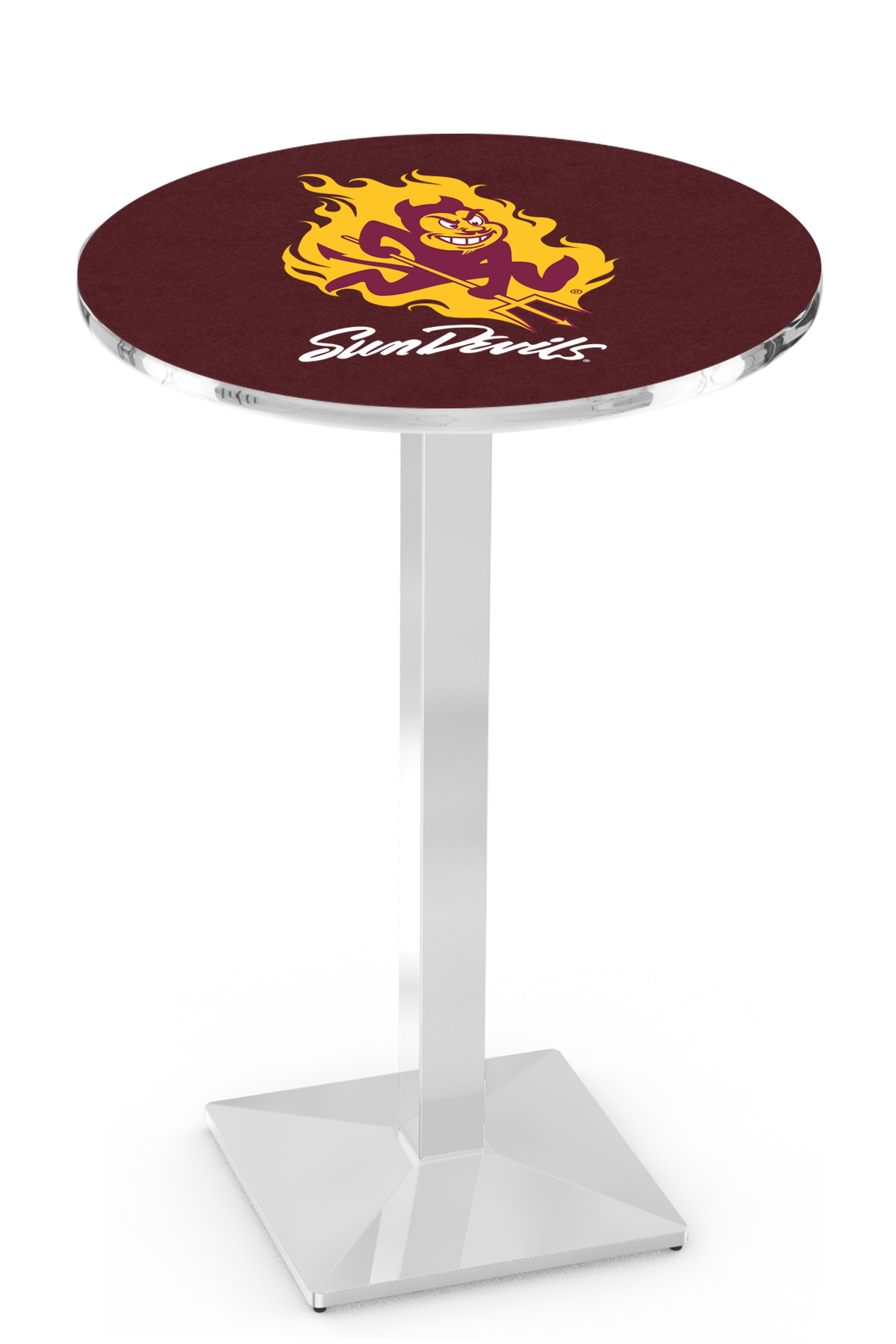 L217 Arizona State University (Sparky) 42" Tall - 36" Top Pub Table with Chrome Finish