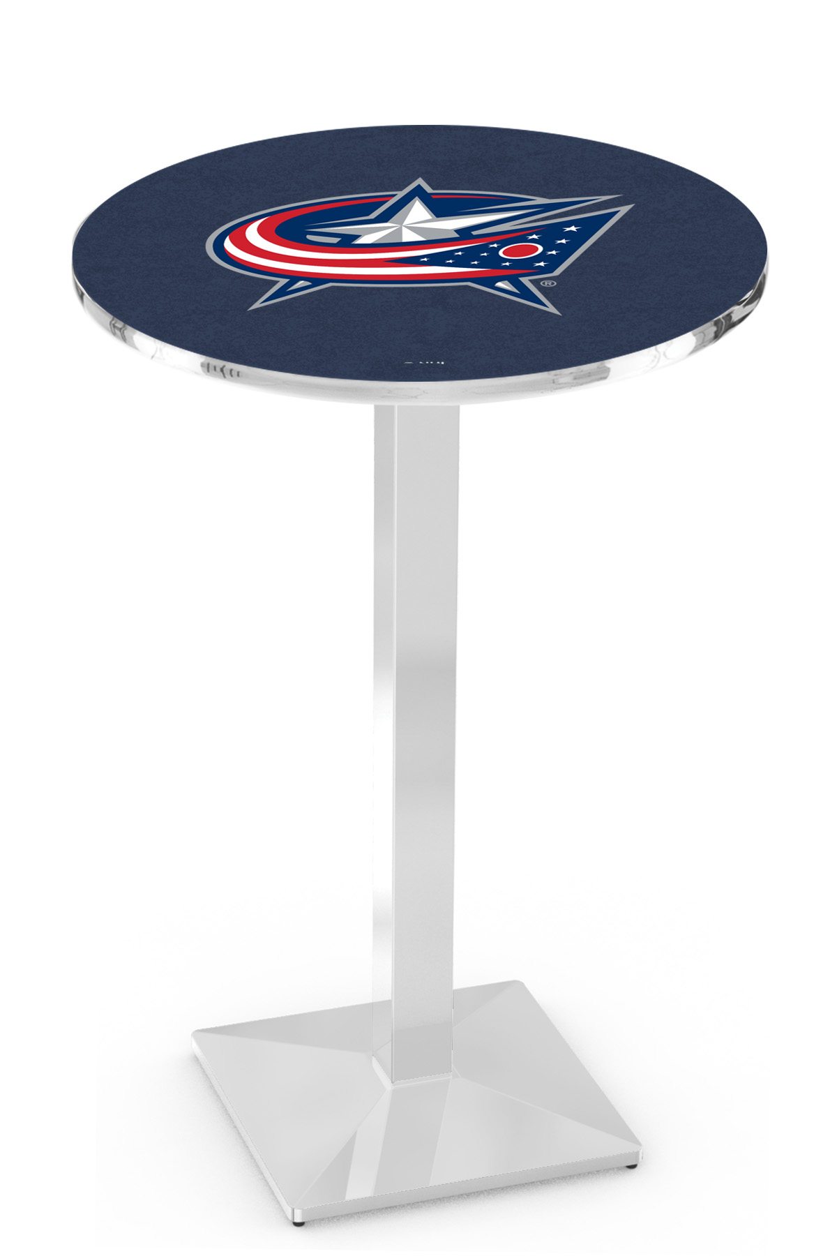 L217 Columbus Blue Jackets 42" Tall - 36" Top Pub Table with Chrome Finish