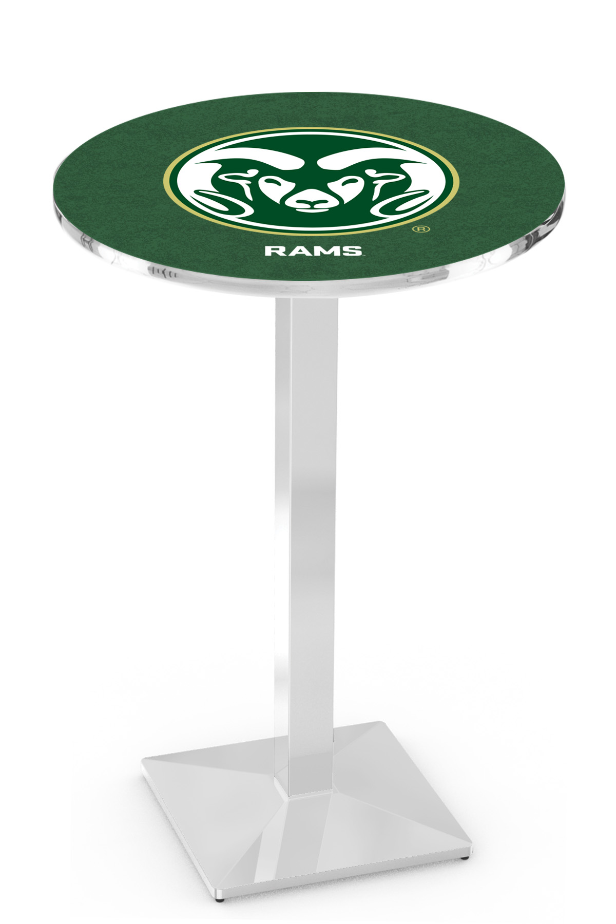 L217 Colorado State University 42" Tall - 36" Top Pub Table with Chrome Finish