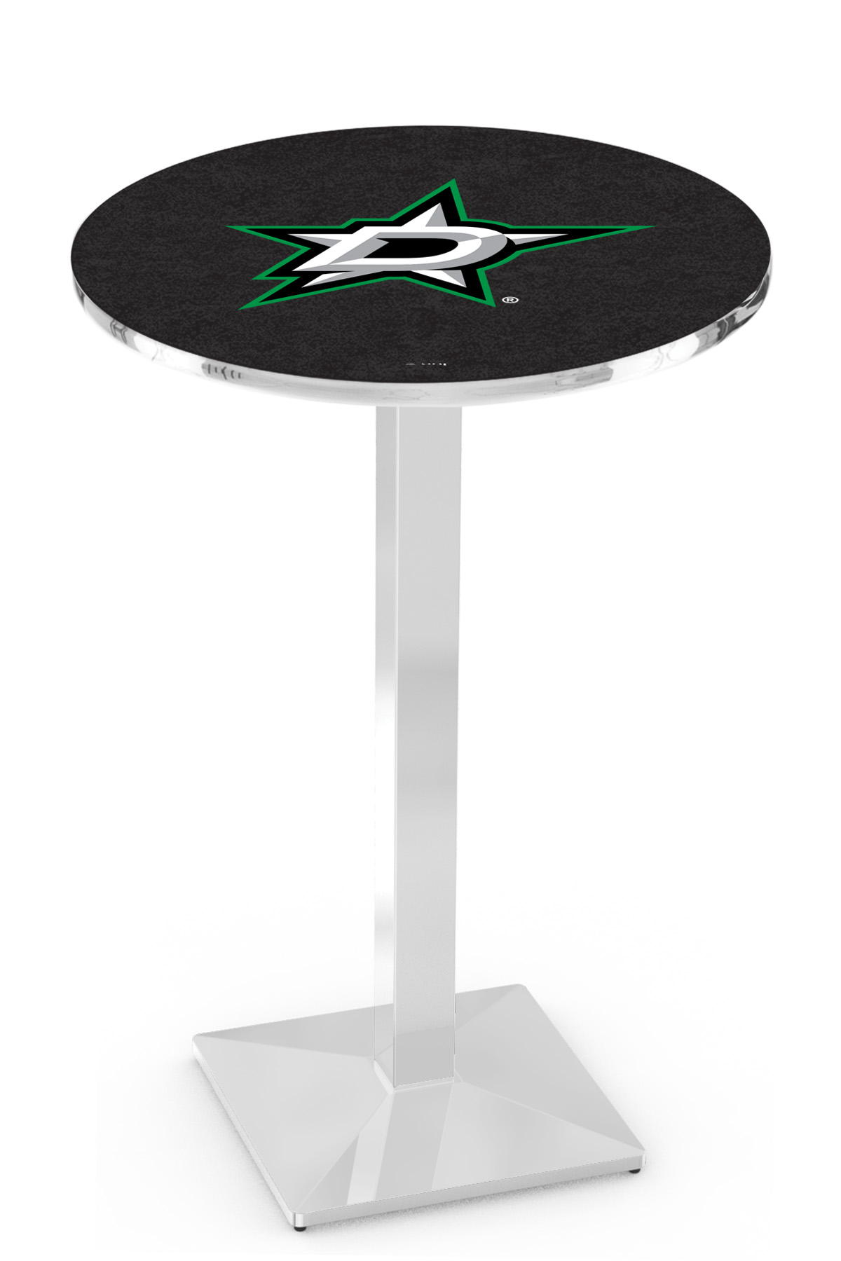 L217 Dallas Stars 42" Tall - 36" Top Pub Table with Chrome Finish