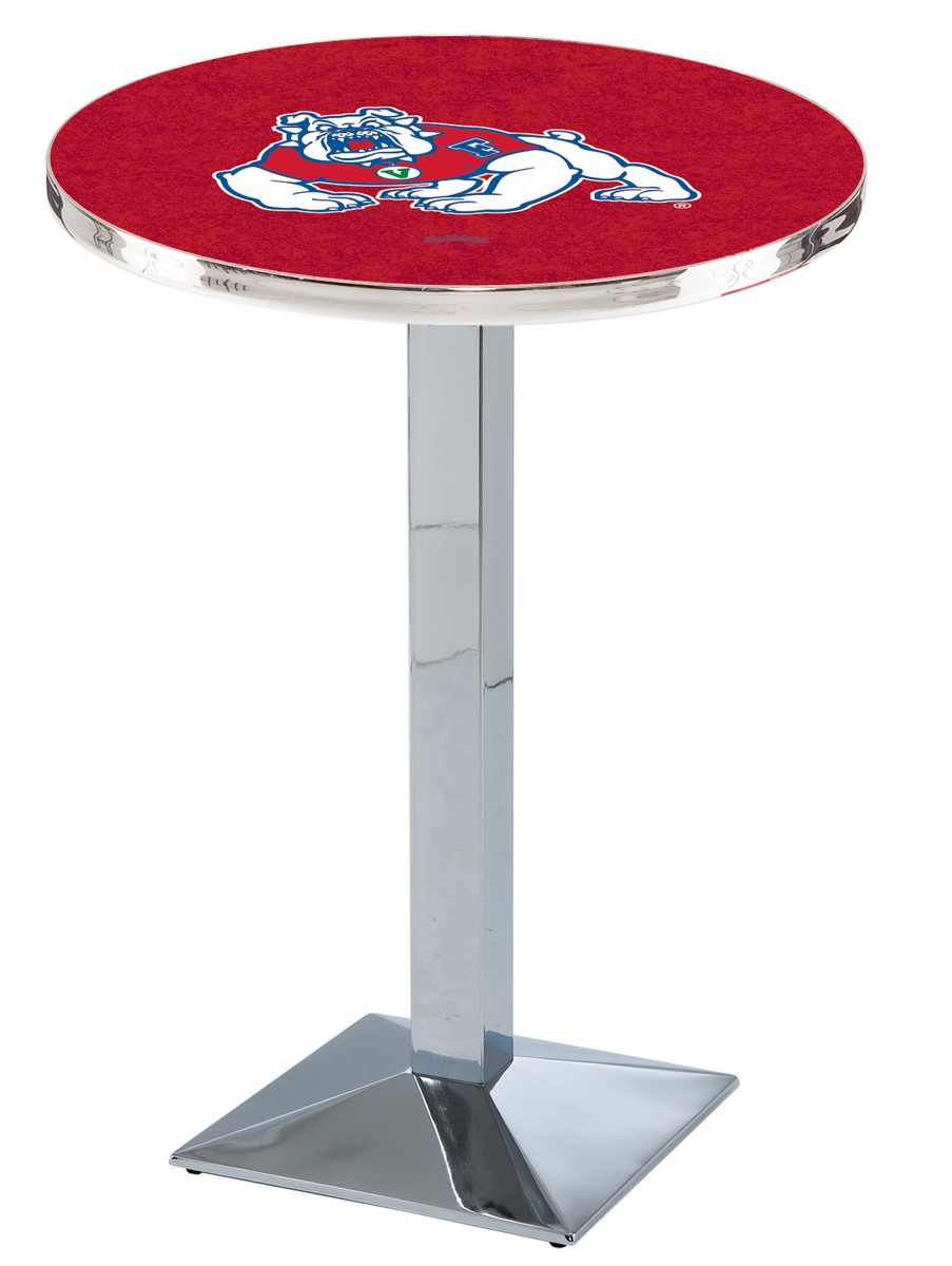 L217 Fresno State University 42" Tall - 36" Top Pub Table with Chrome Finish