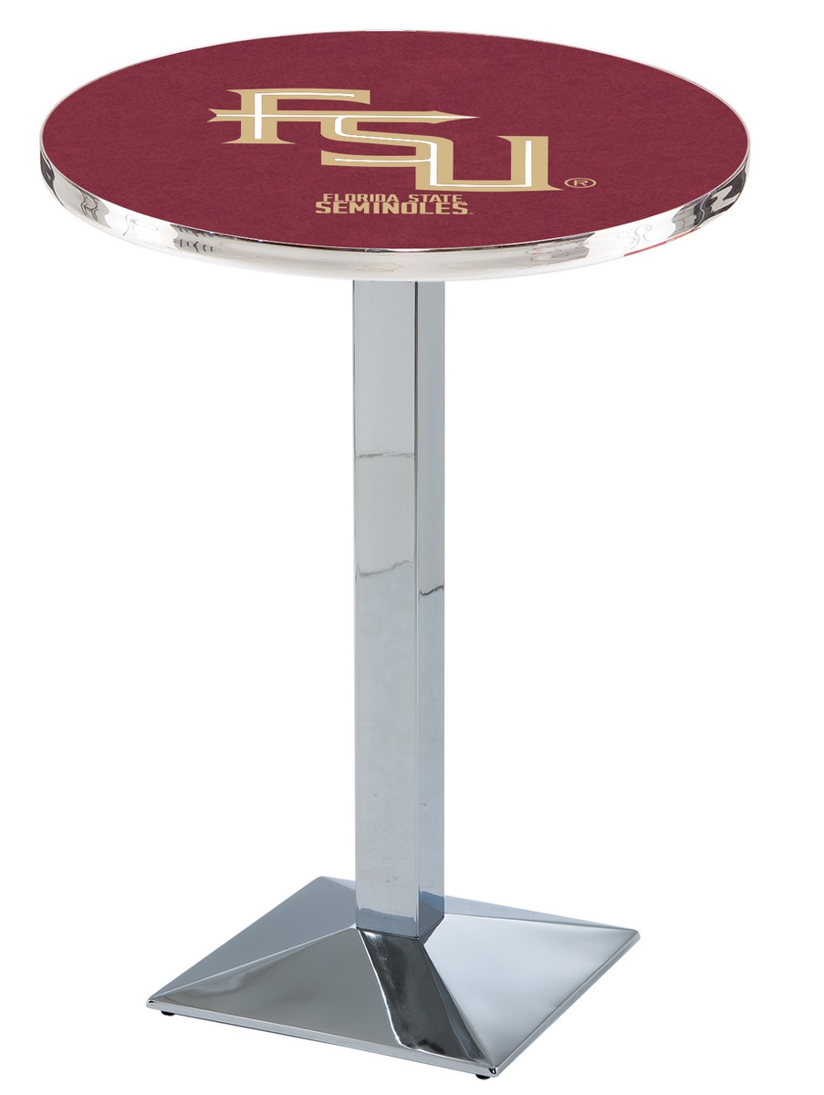L217 Florida State (Script) 42" Tall - 36" Top Pub Table with Chrome Finish