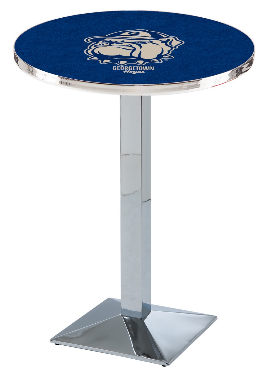 L217 Georgetown University 42" Tall - 36" Top Pub Table with Chrome Finish