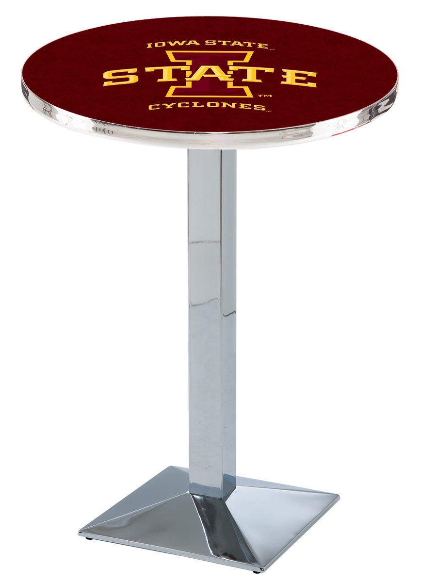 L217 Iowa State University 42" Tall - 36" Top Pub Table with Chrome Finish