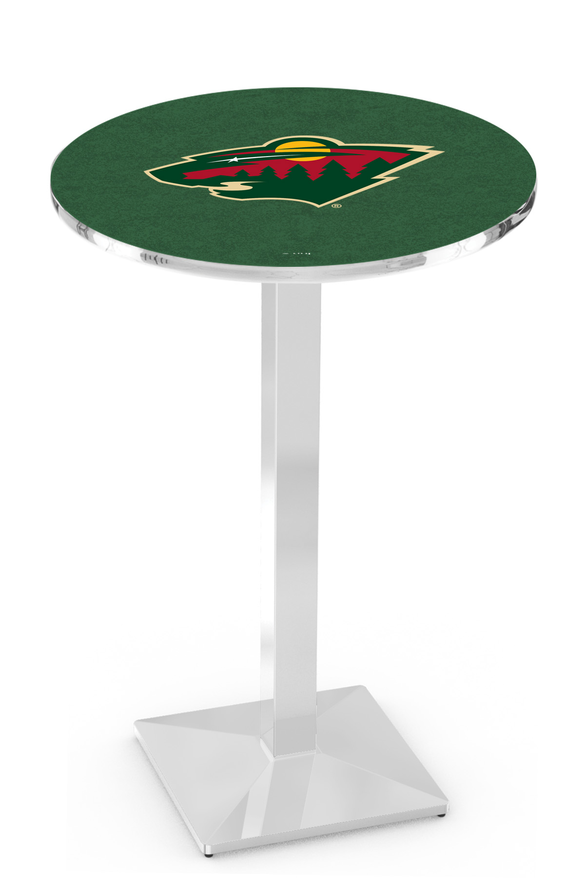 L217 Minnesota Wild 42" Tall - 36" Top Pub Table with Chrome Finish