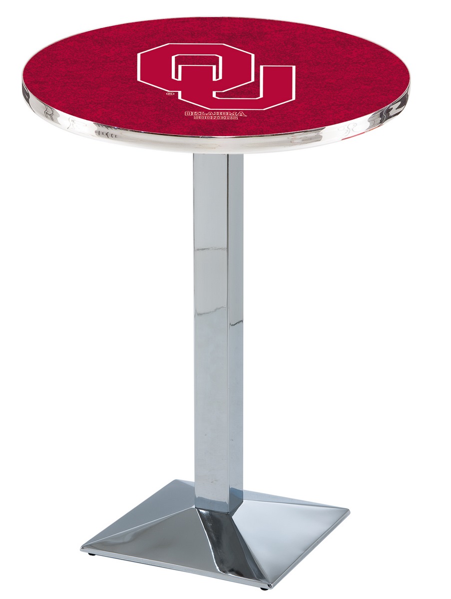 L217 Oklahoma University 42" Tall - 36" Top Pub Table with Chrome Finish