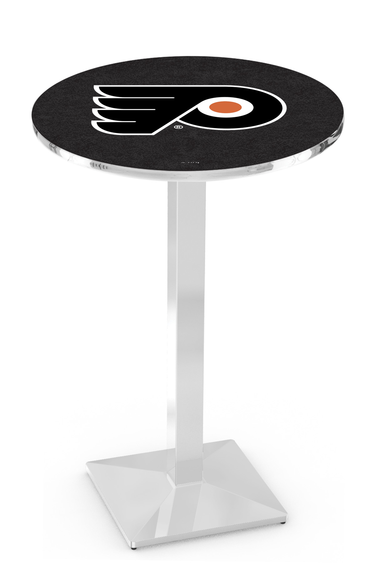 L217 Philadelphia Flyers (Orange Background) 42" Tall - 36" Top Pub Table with Chrome Finish