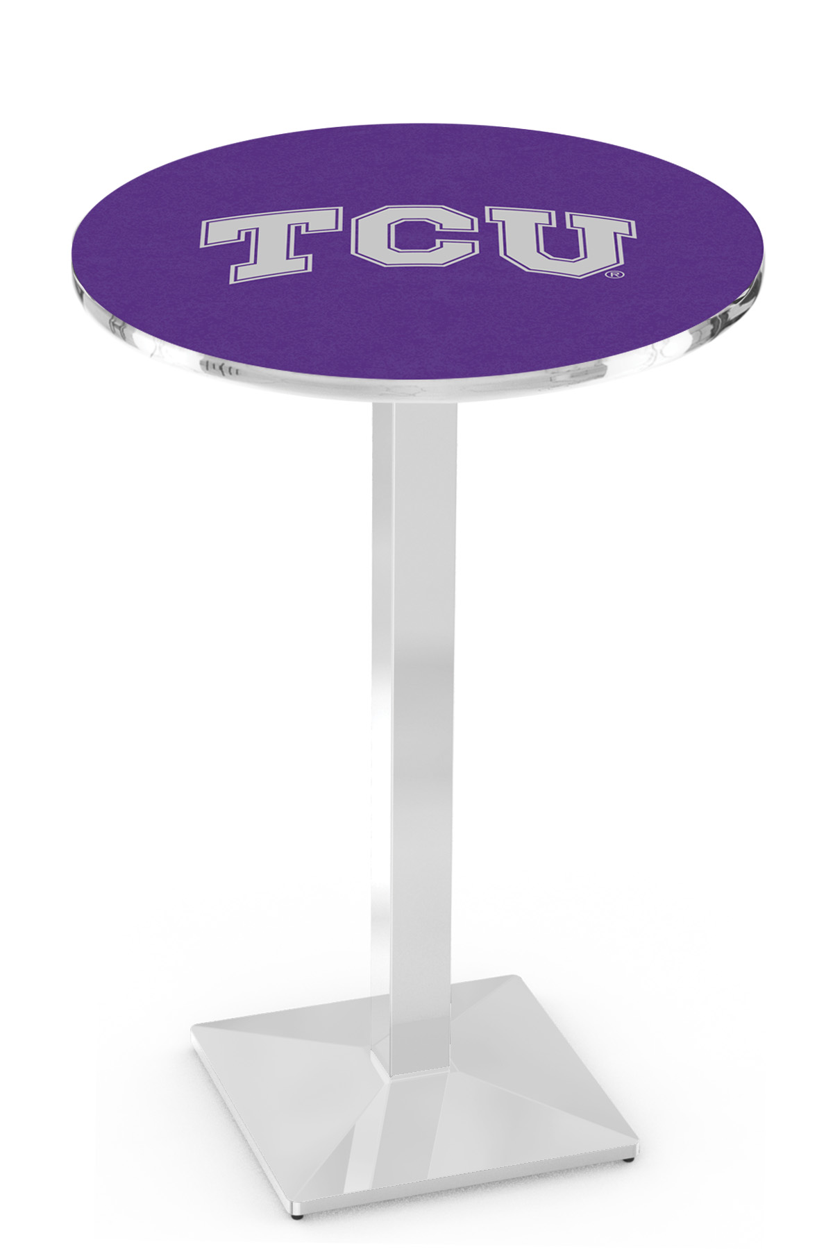 L217 Texas Christian University 42" Tall - 36" Top Pub Table with Chrome Finish