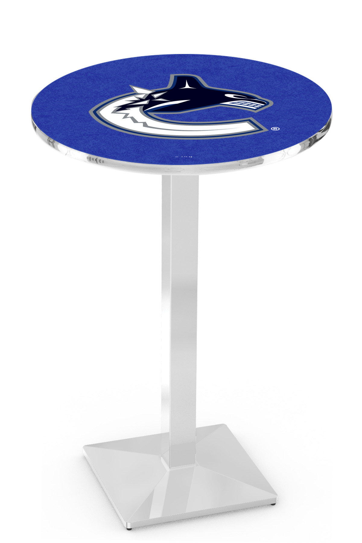 L217 Vancouver Canucks 42" Tall - 36" Top Pub Table with Chrome Finish