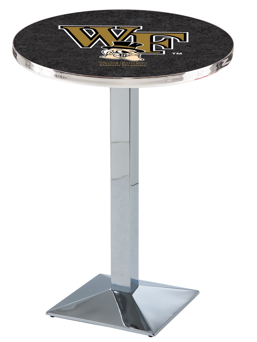 L217 Wake Forest University 42" Tall - 36" Top Pub Table with Chrome Finish