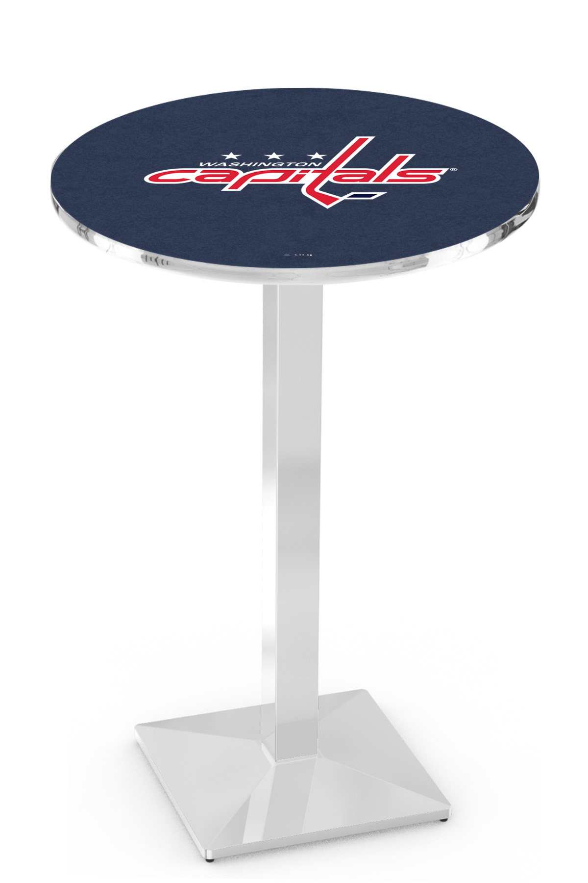 L217 Washington Capitals 42" Tall - 36" Top Pub Table with Chrome Finish