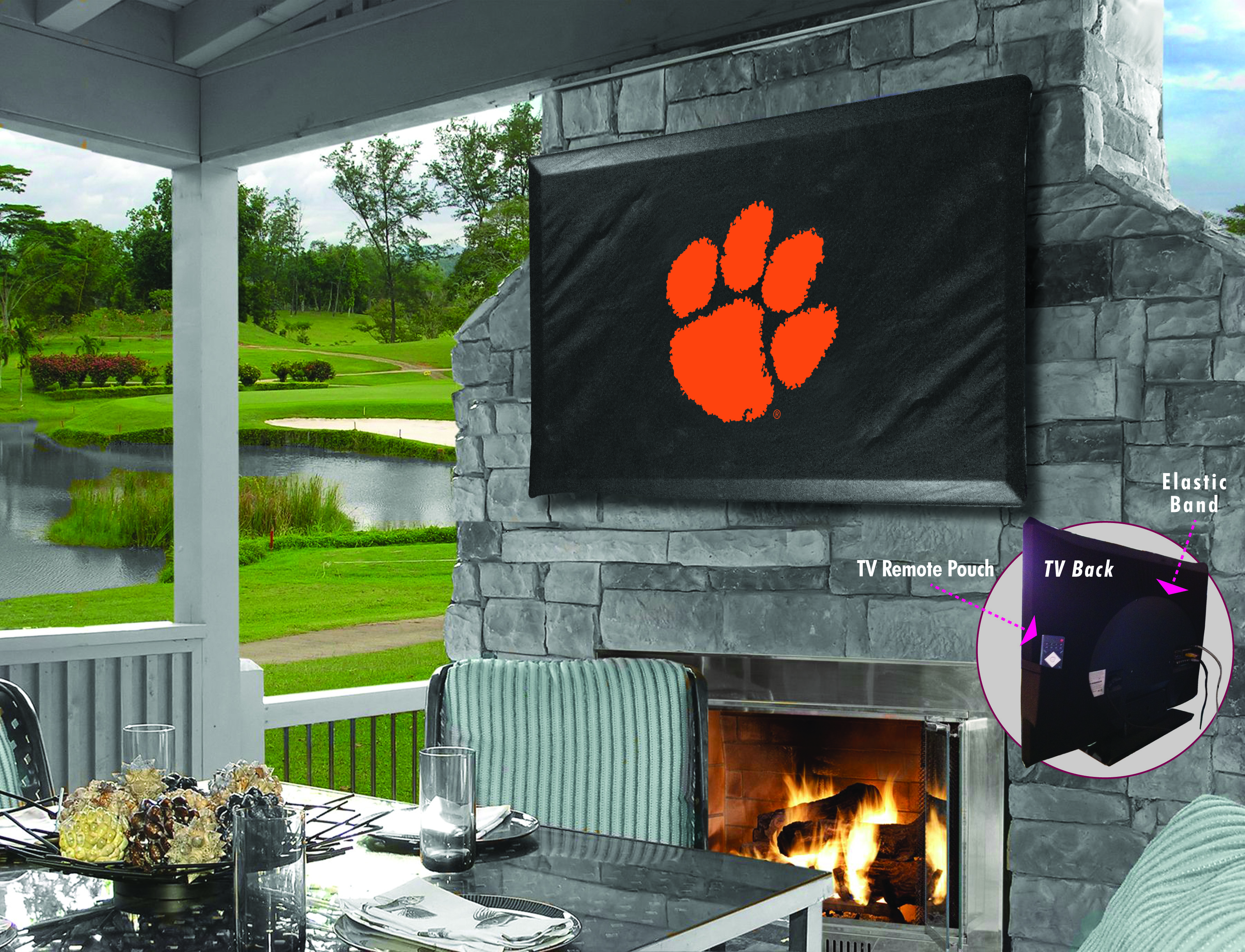 TV60Clmson Clemson Vinyl TV Cover, Black