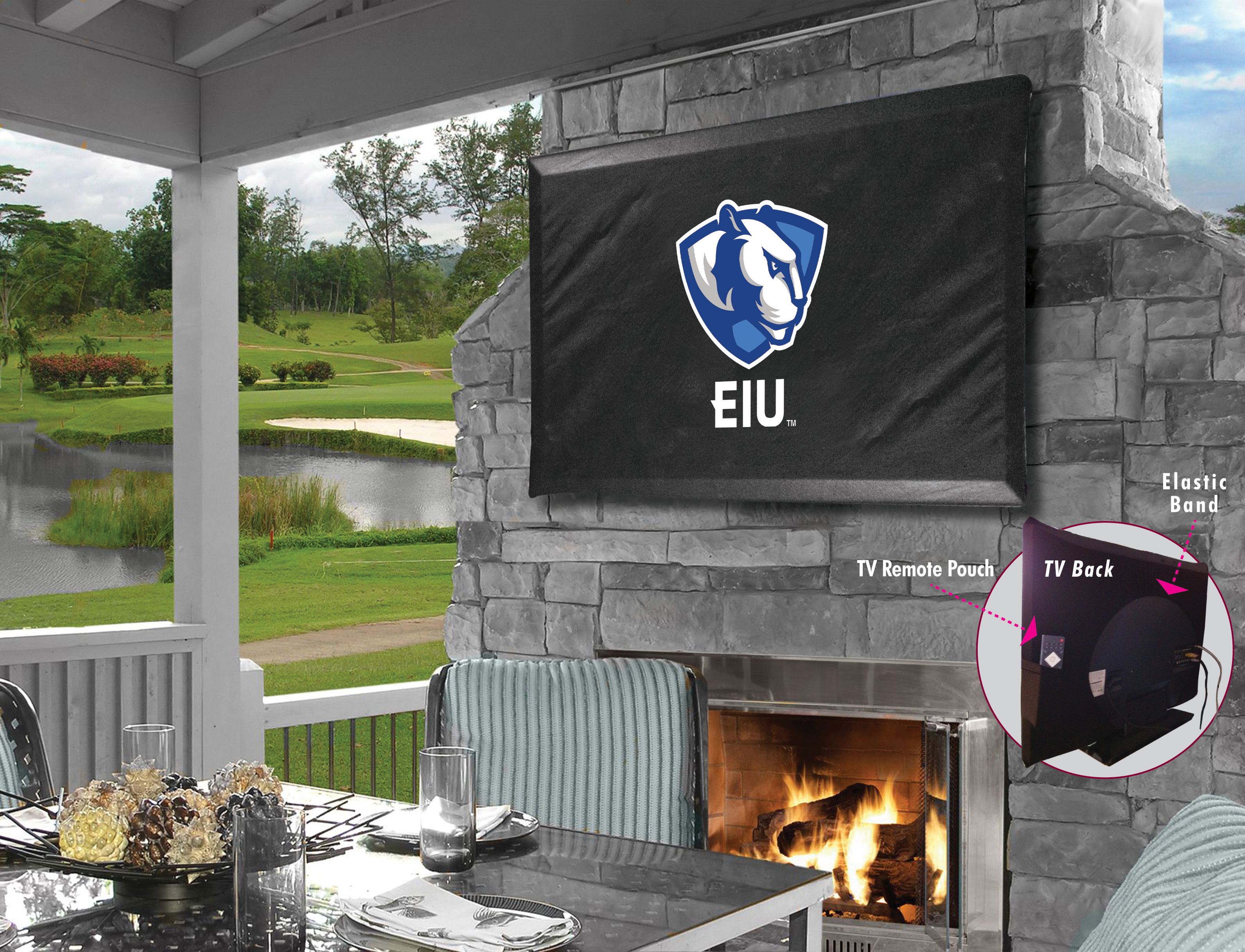 Picture of Holland Bar Stool TV40EastIL Eastern Illinois University Vinyl TV Cover, Black