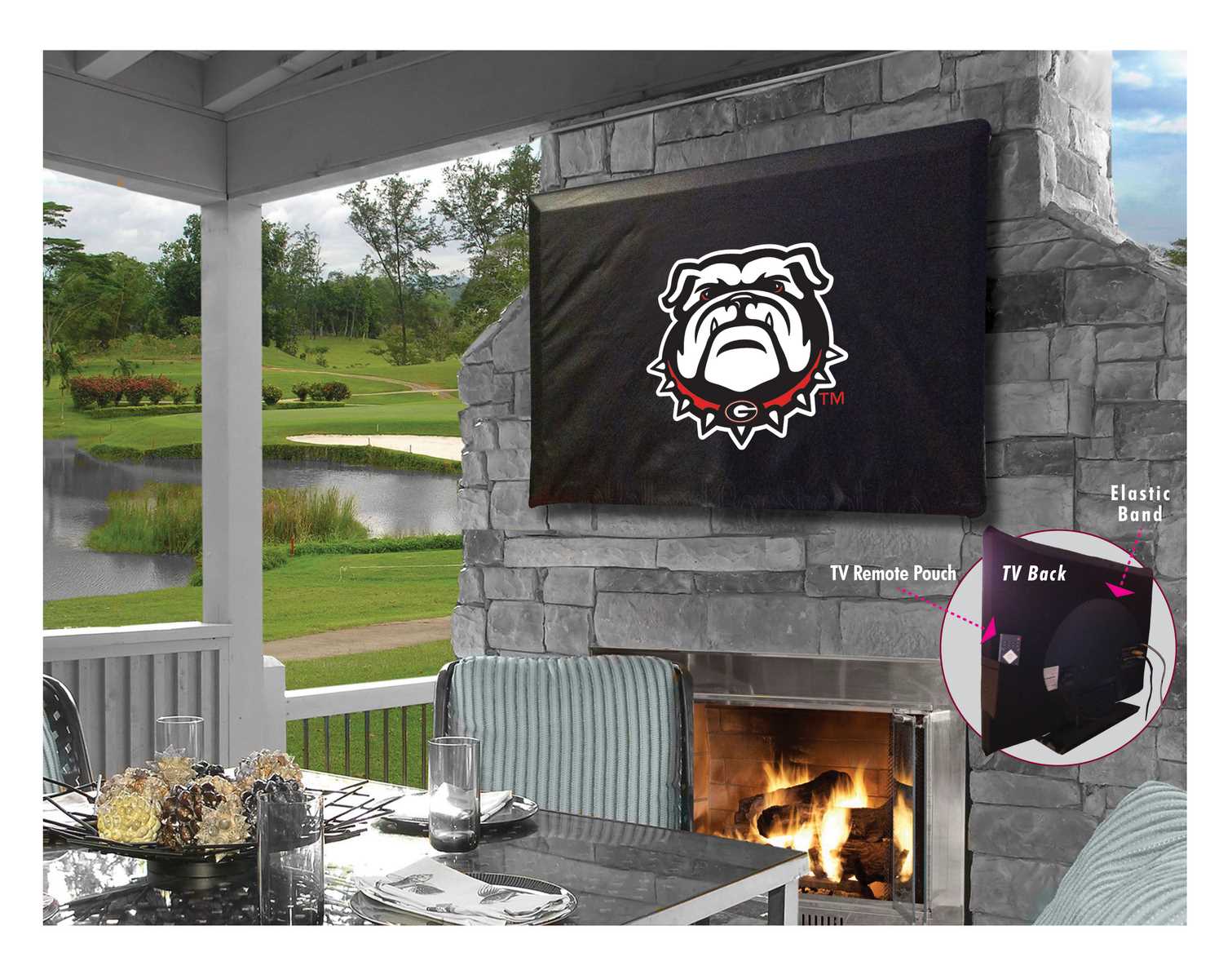 Picture of Holland Bar Stool TV40GA-Dog University of Georgia Bulldog Vinyl TV Cover, Black