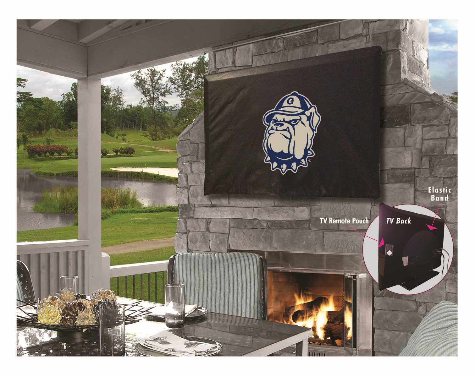 TV30Grgtwn Georgetown University Vinyl TV Cover, Black