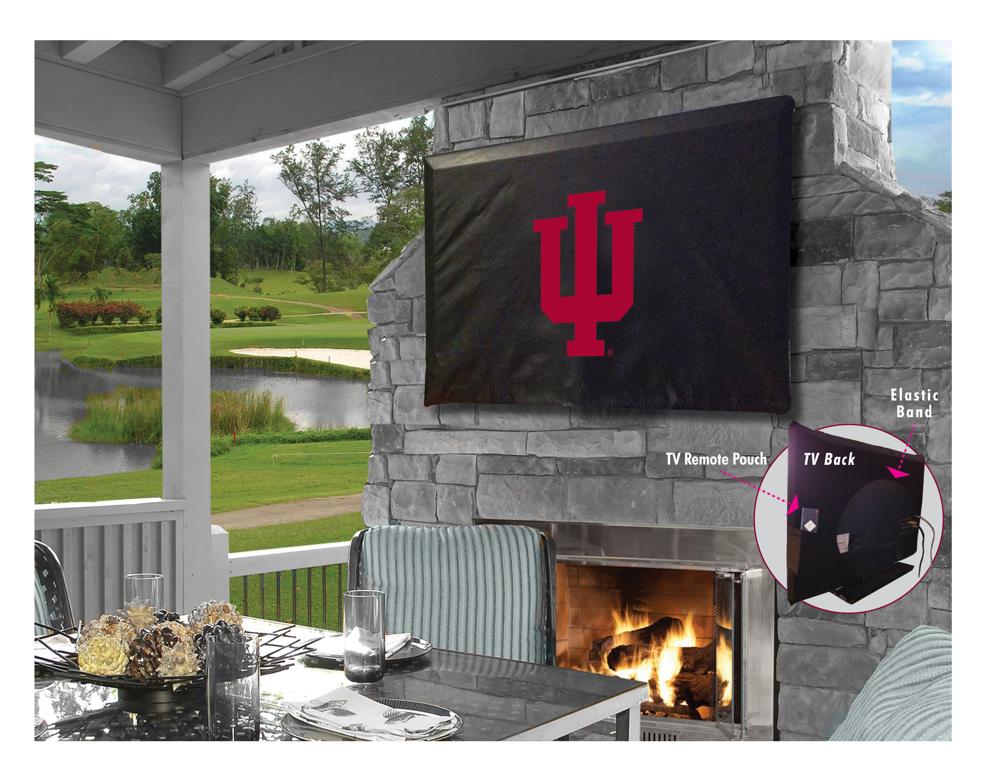 Picture of Holland Bar Stool TV50IndnaU Indiana University Vinyl TV Cover, Black