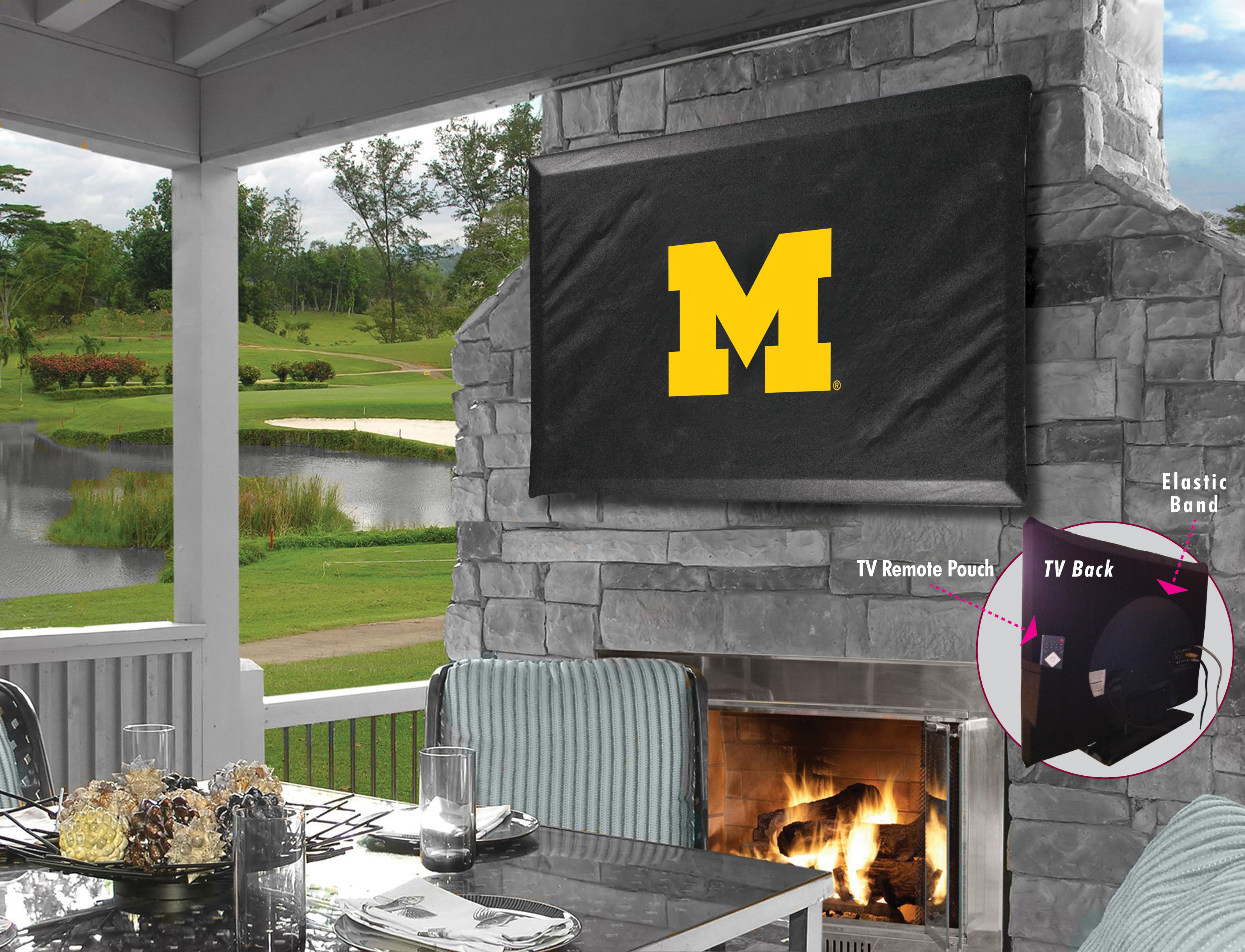 Picture of Holland Bar Stool TV40MichUn University of Michigan Vinyl TV Cover, Black
