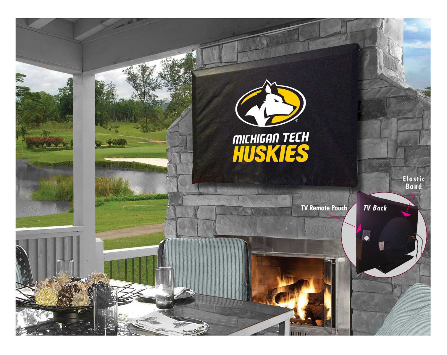 TV40MITech Michigan Tech University Vinyl TV Cover, Black