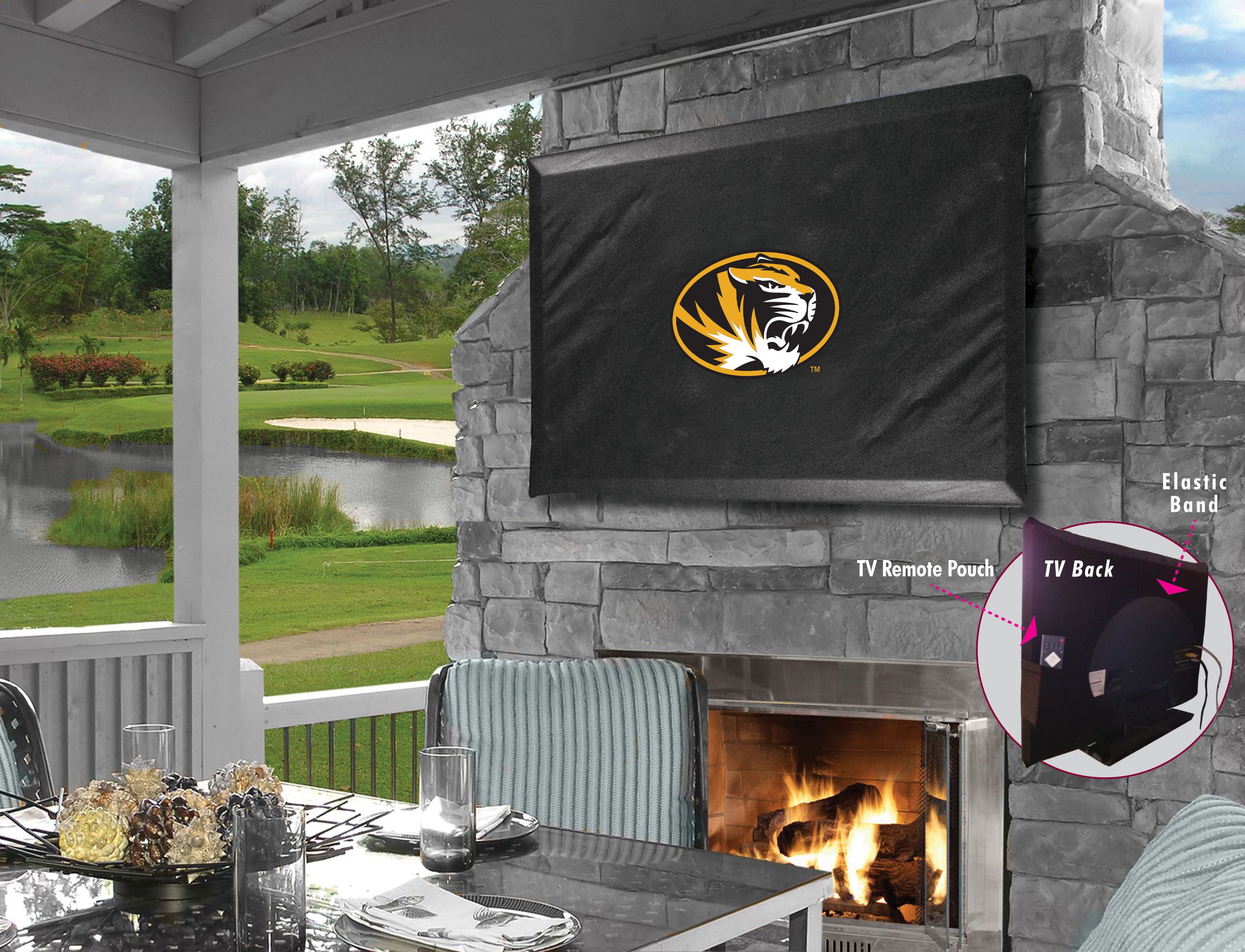 Picture of Holland Bar Stool TV40Mizzou University of Missouri Vinyl TV Cover, Black