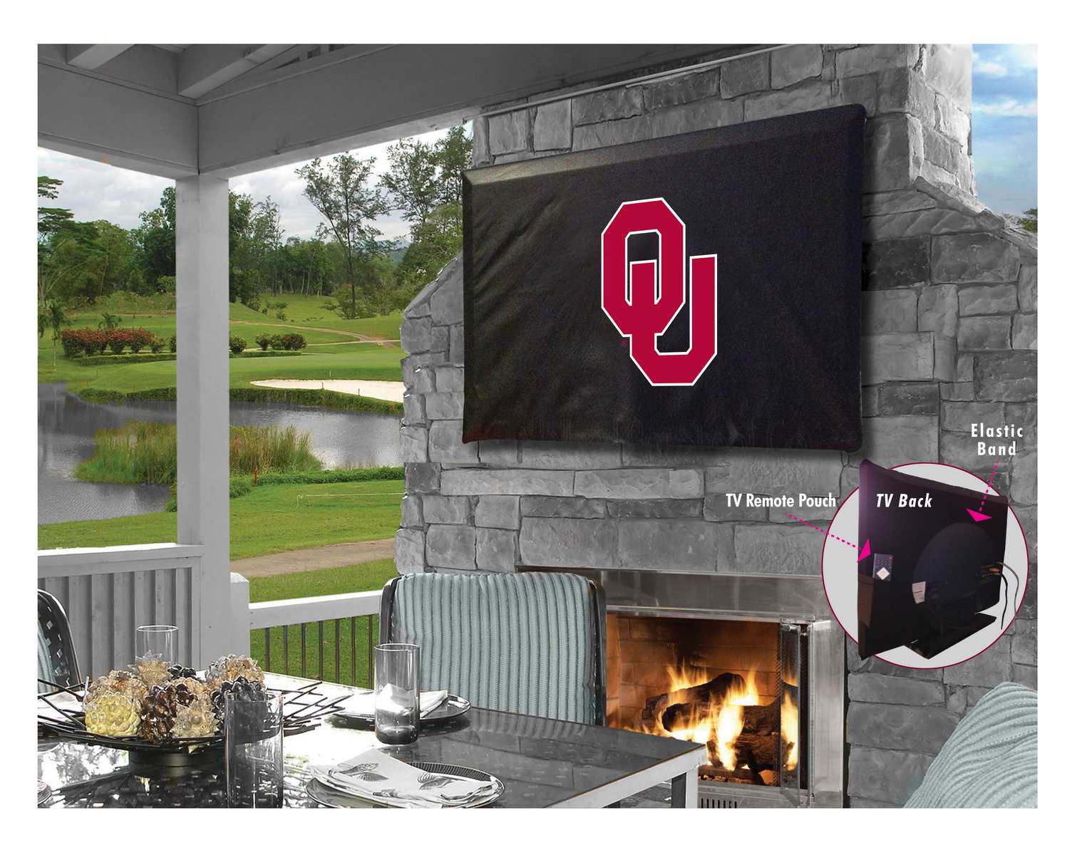 Picture of Holland Bar Stool TV30Oklhma Oklahoma University Vinyl TV Cover, Black