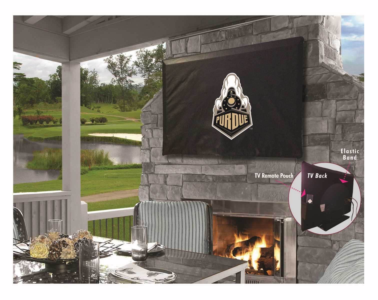 Picture of Holland Bar Stool TV30Purdue Purdue Vinyl TV Cover, Black