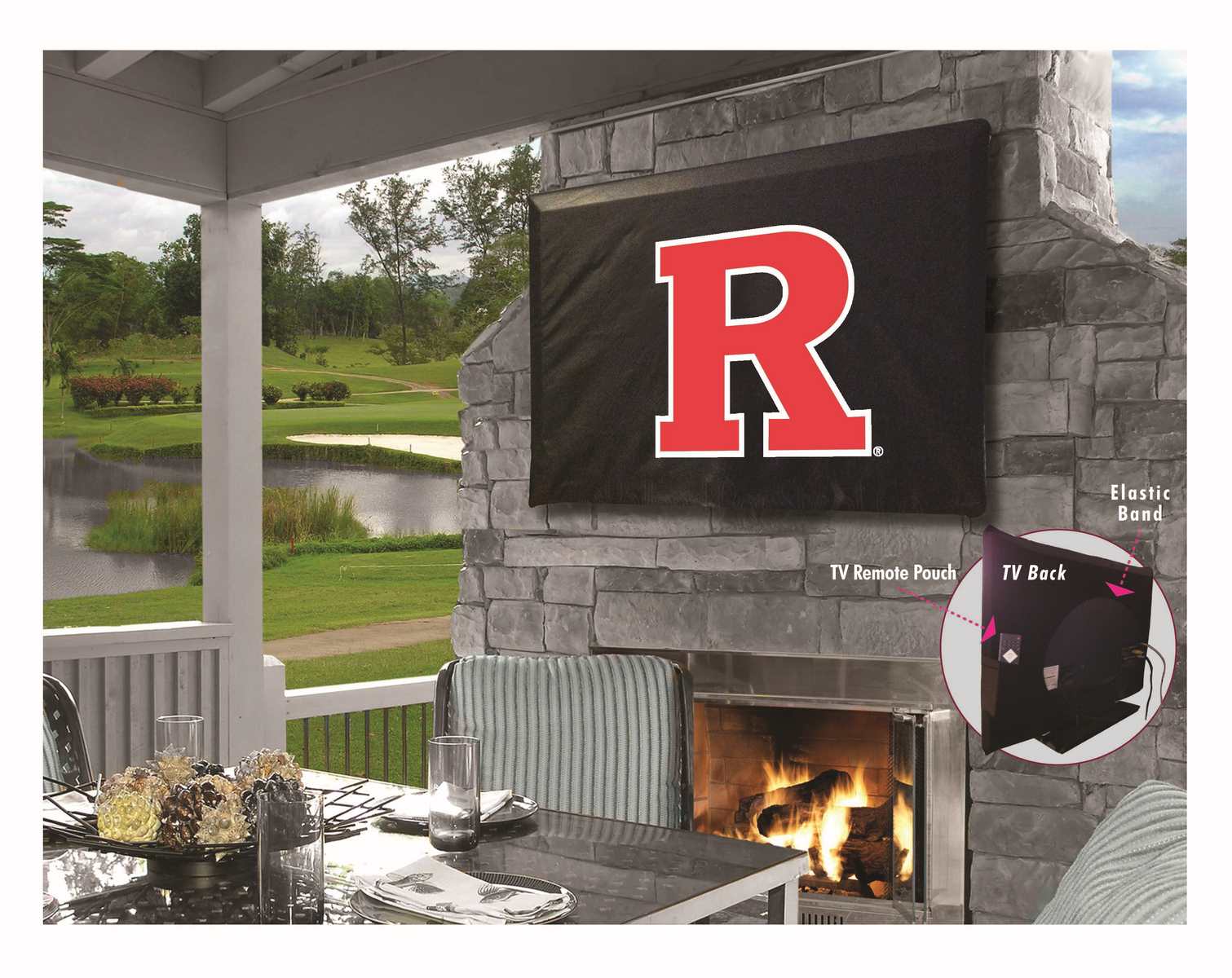 TV40Rutger Rutgers Vinyl TV Cover, Black