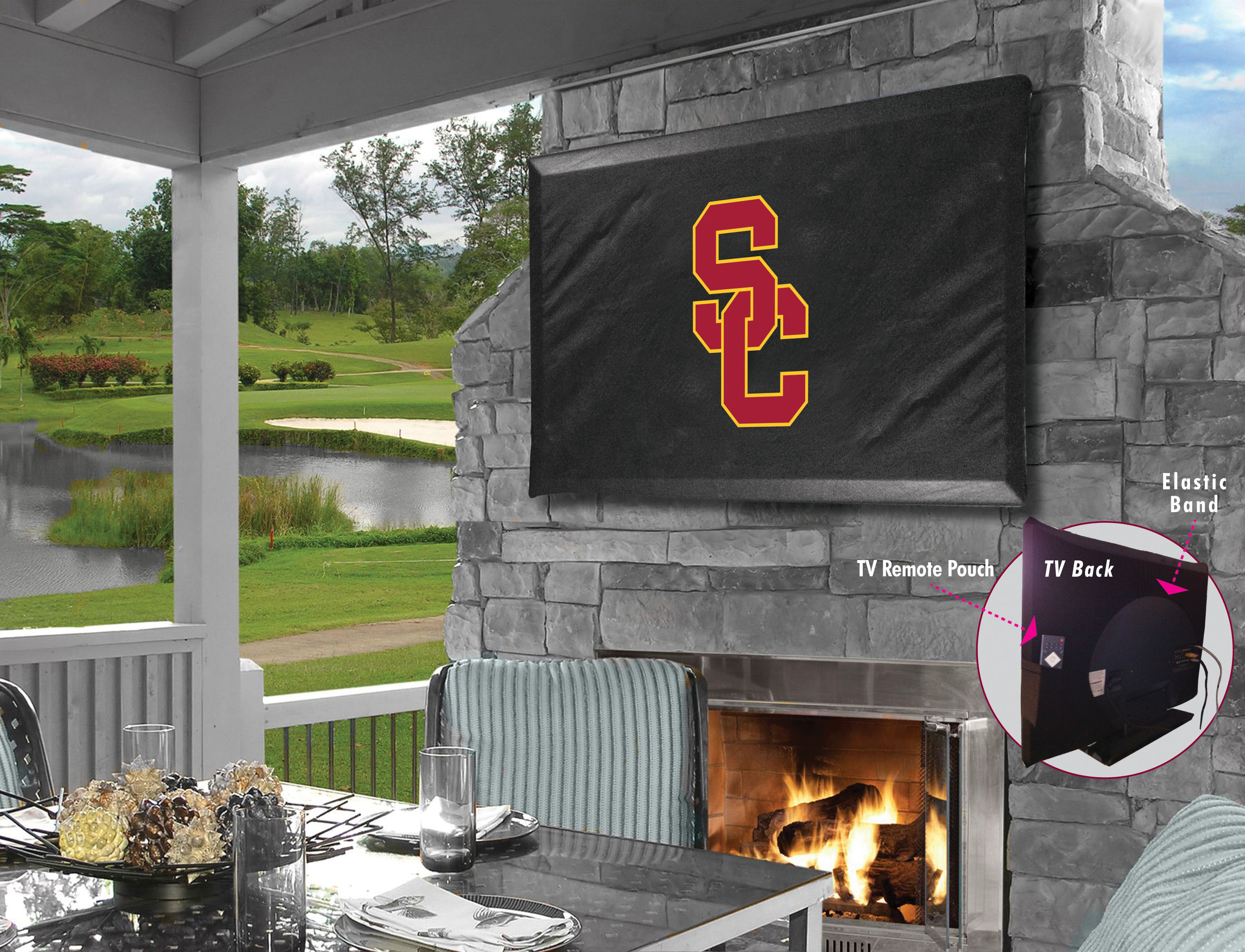 TV50SouCal University of Southern California Vinyl TV Cover, Black