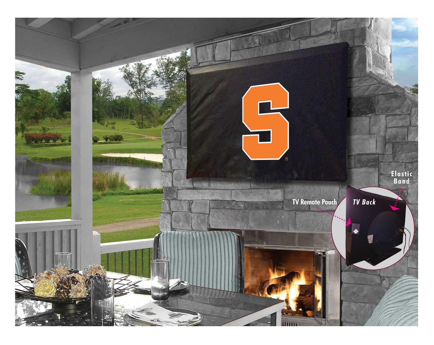 Picture of Holland Bar Stool TV40Syrcse Syracuse University Vinyl TV Cover, Black