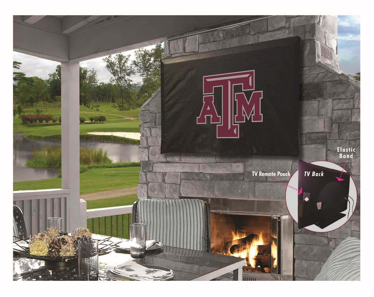 TV60TexA-M Texas A&M Vinyl TV Cover, Black