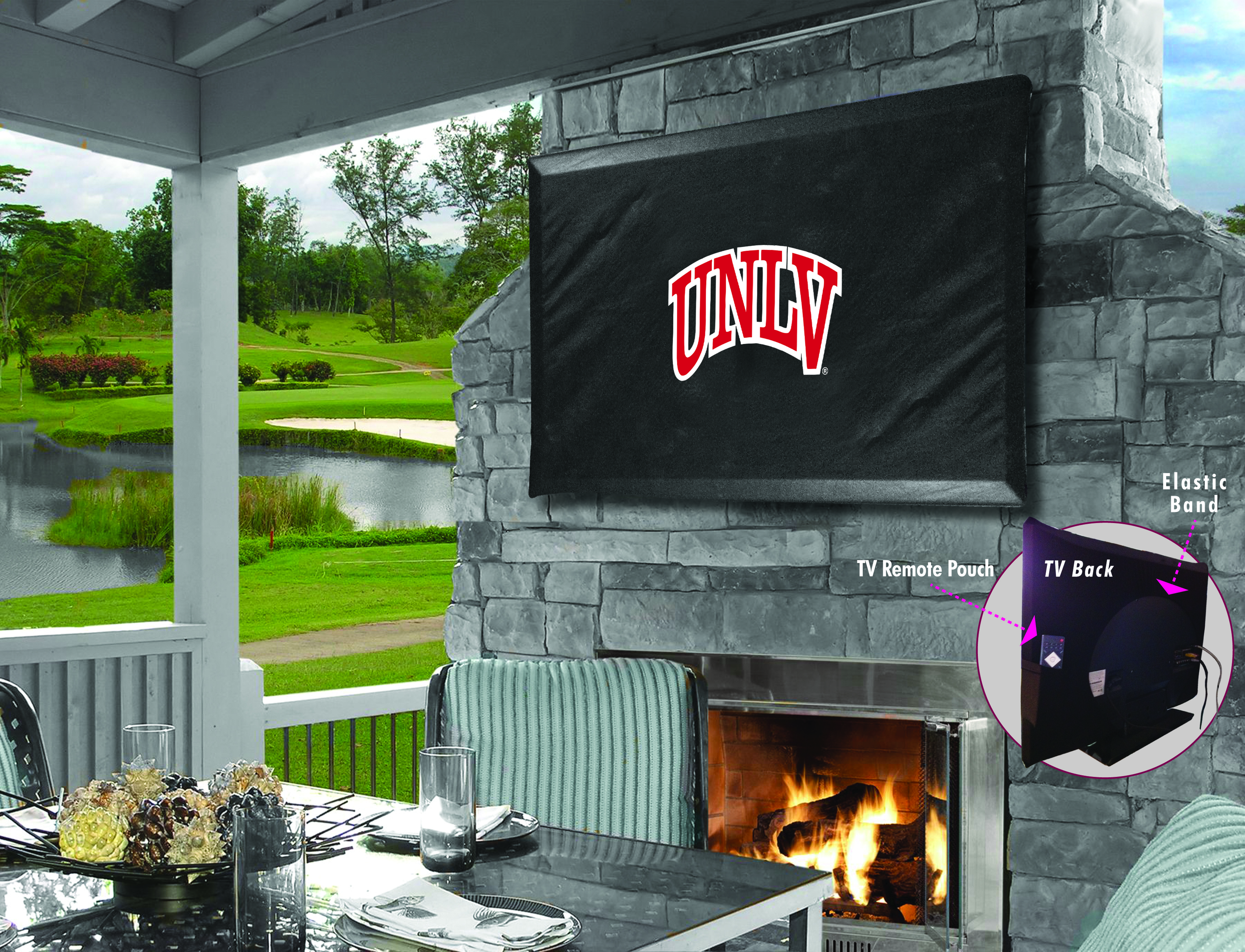 Picture of Holland Bar Stool TV50UNevLV University of Nevada Las Vegas Vinyl TV Cover, Black