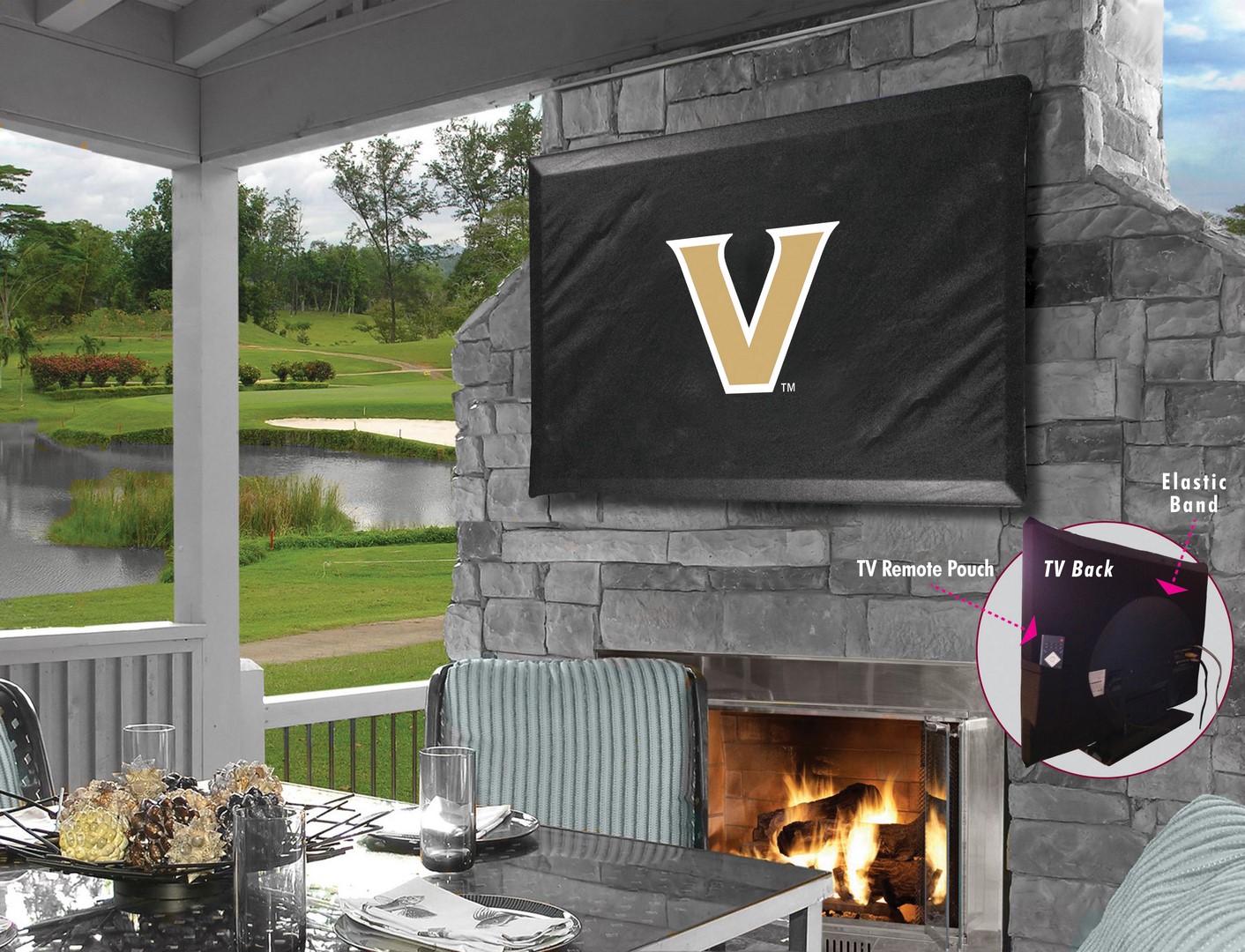 TV40Vander Vanderbilt University Vinyl TV Cover, Black
