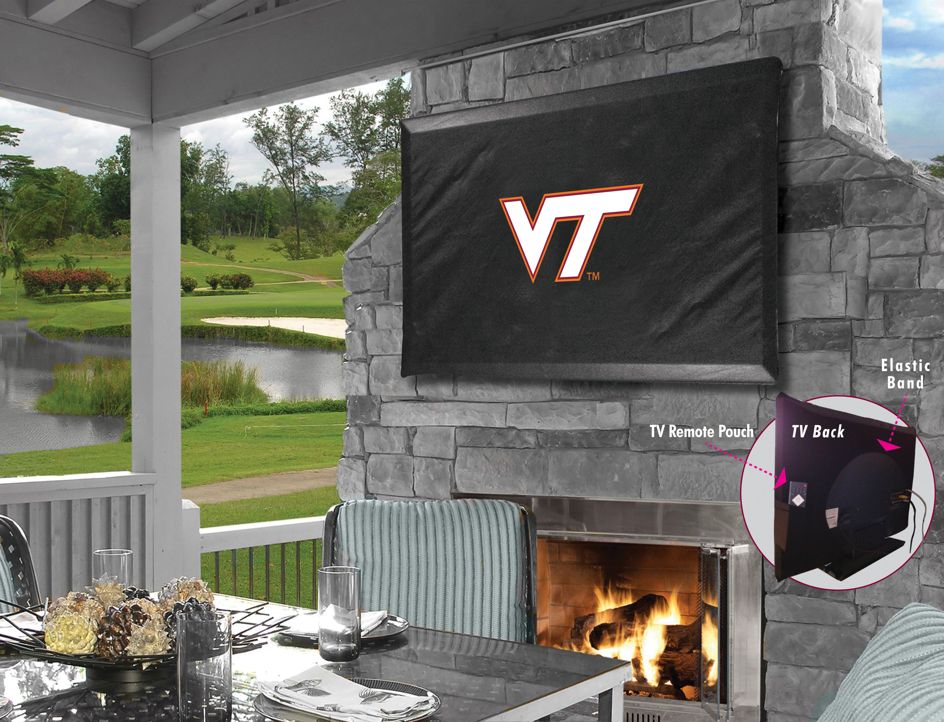 TV40VATech Virginia Tech University Vinyl TV Cover, Black